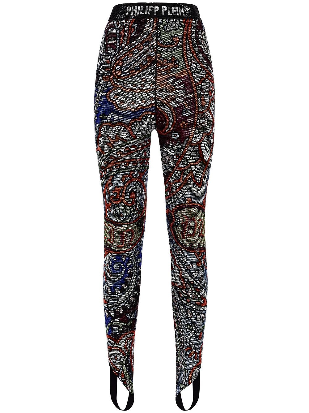 paisley rhinestone-embellished leggings - 1
