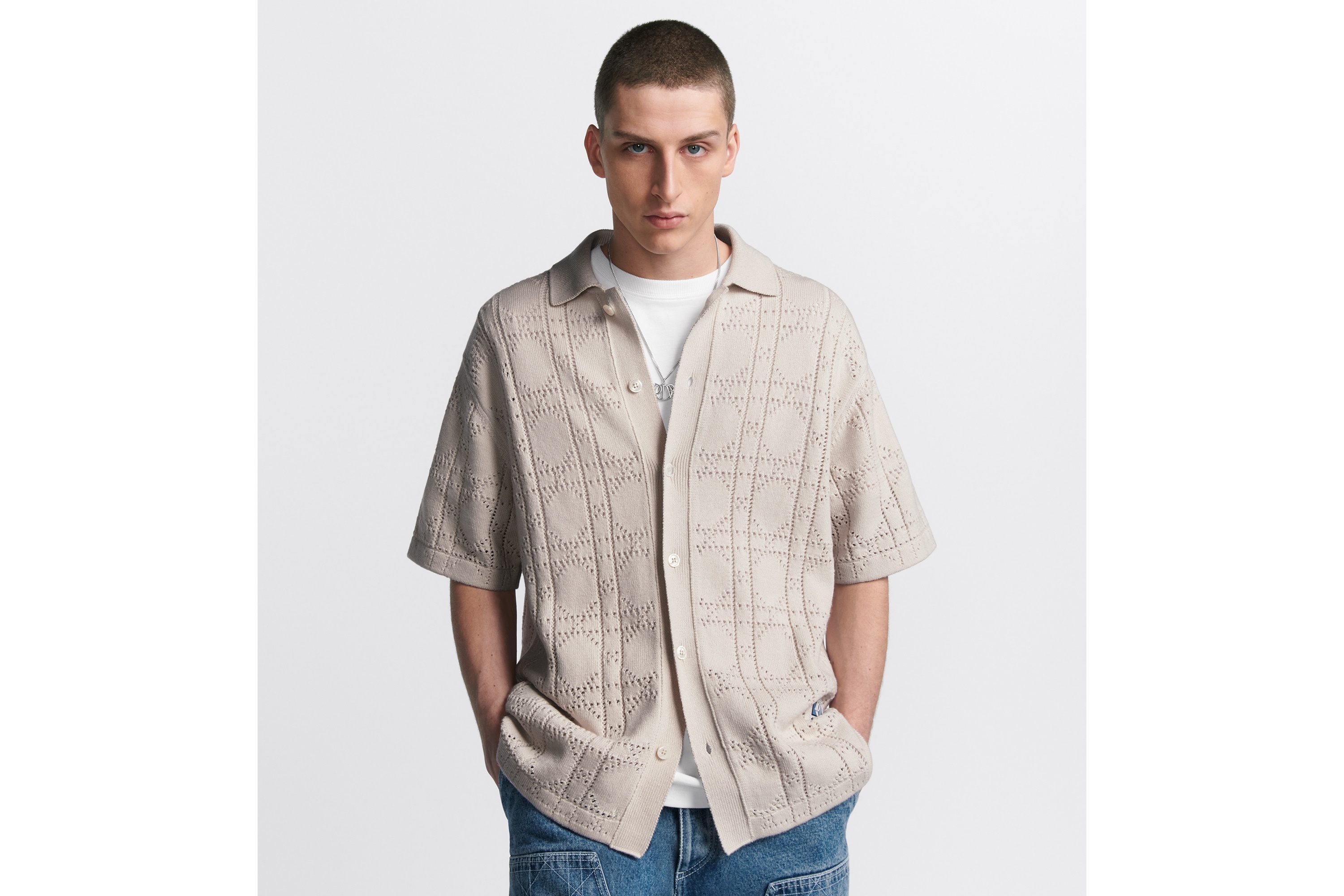 【DIOR】 Short-Sleeved Overshirt コットン オーバーシャツ Dior Oblique Short-Sleeved Overshirt Gray Cotton Denim | DIOR