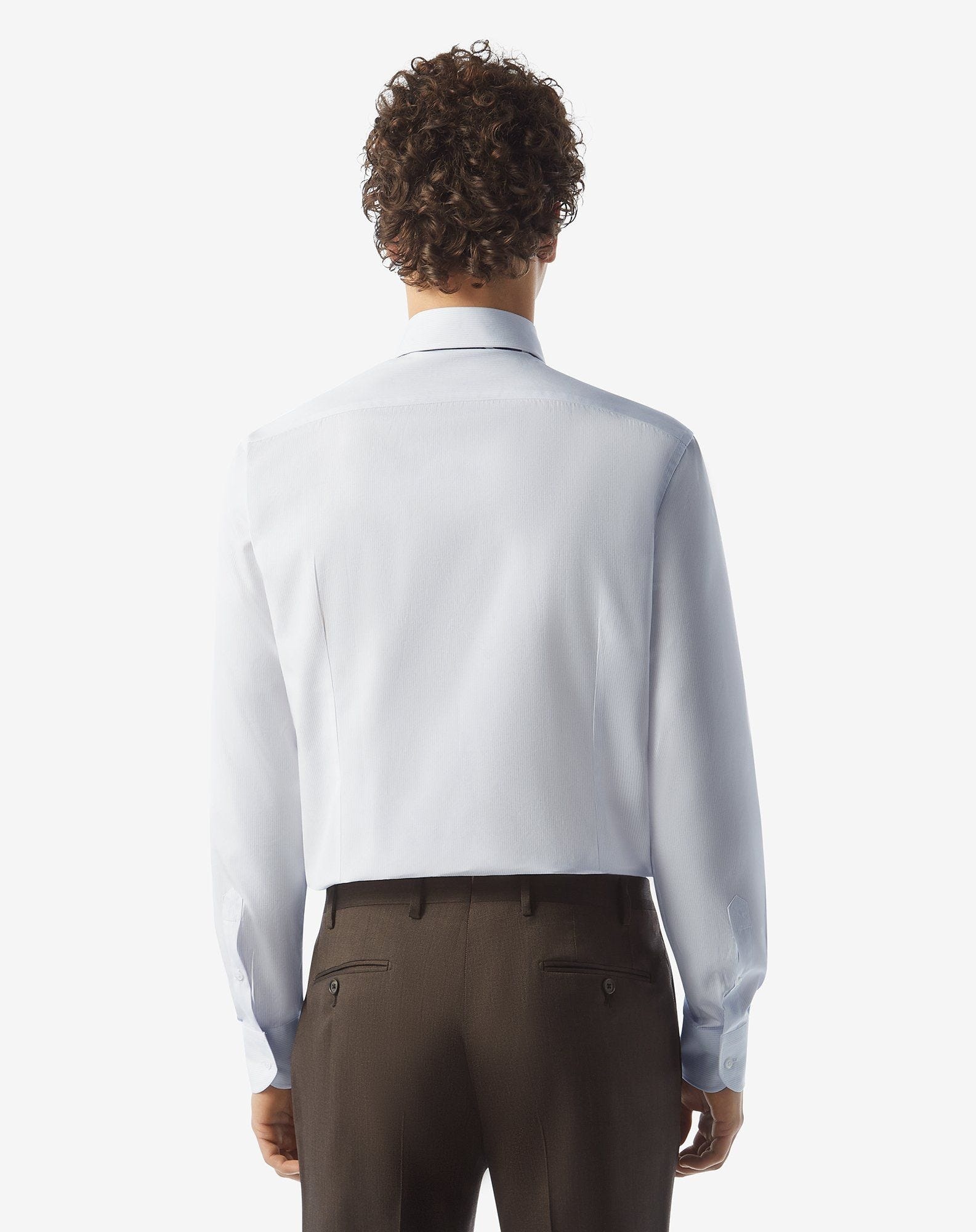 Cotton shirt with light blue and white stripes - 3