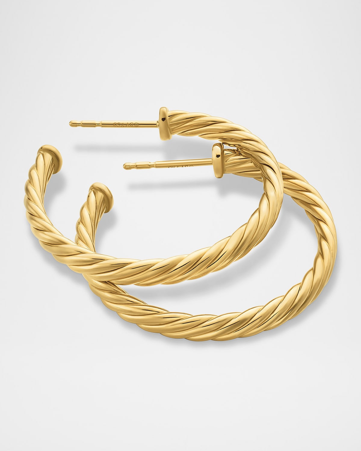18k Cablespira Hoop Earrings, 1" - 7