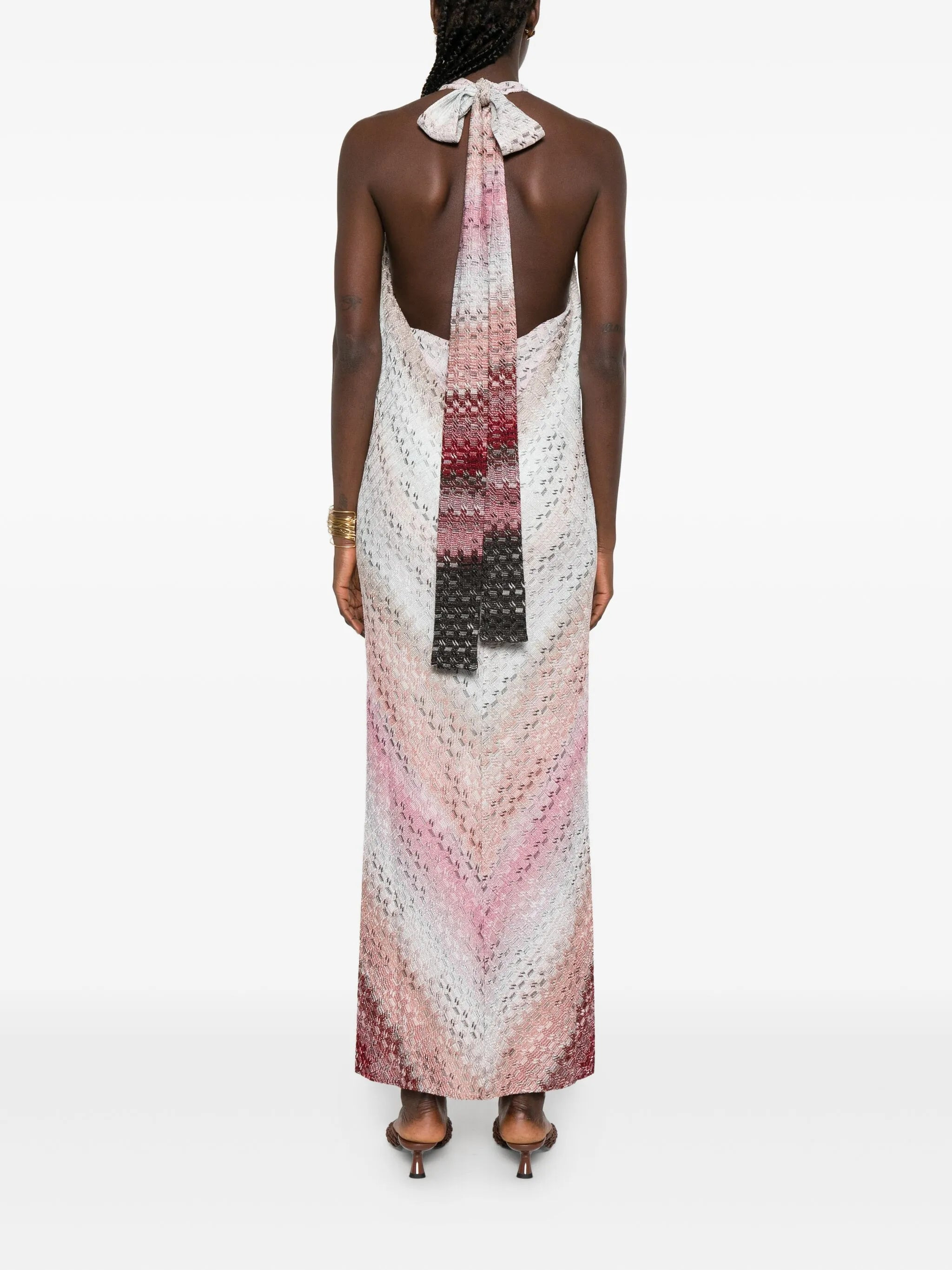 chevron highneck maxi dress - 4