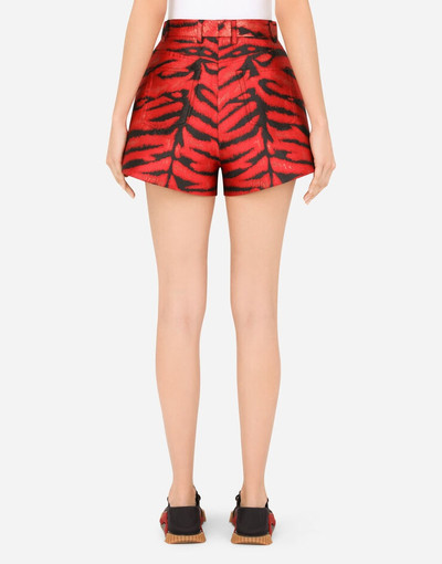 Dolce & Gabbana Tiger-print denim shorts outlook