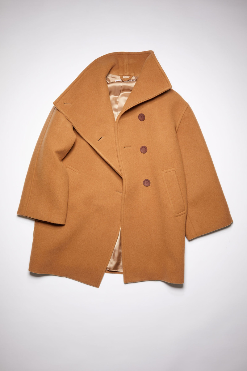 Acne Studios Funnel neck coat - Camel brown | REVERSIBLE
