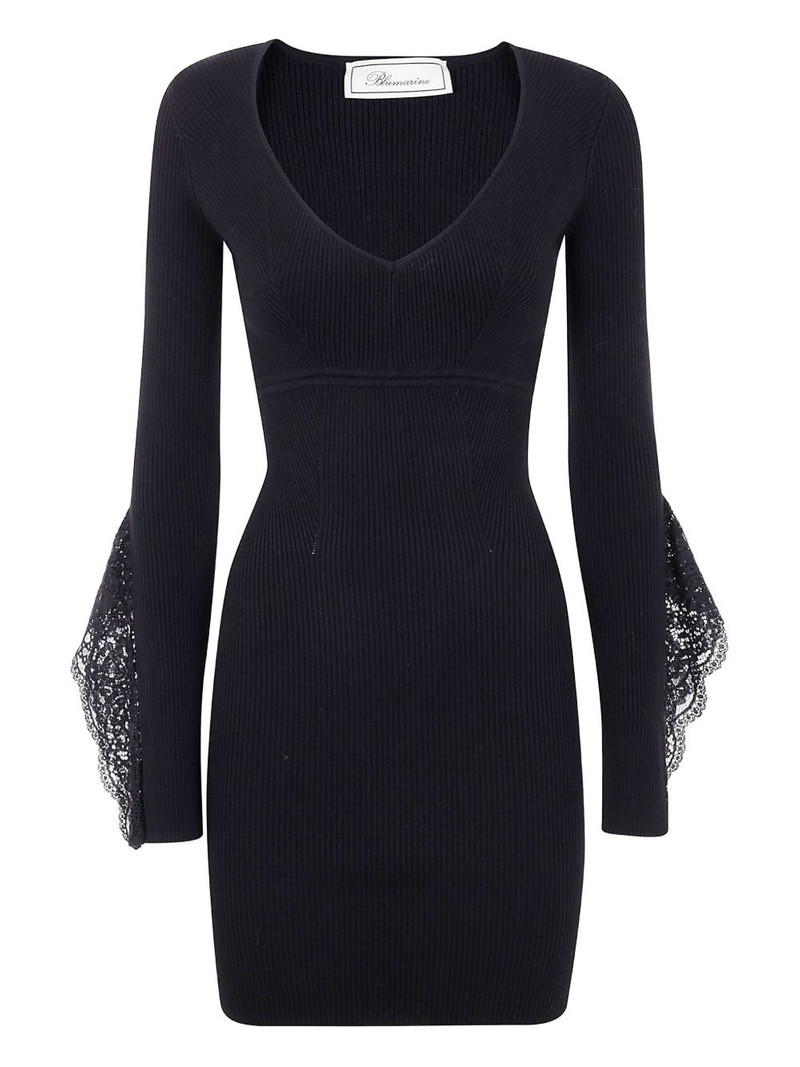 lace-insert ribbed dress 1