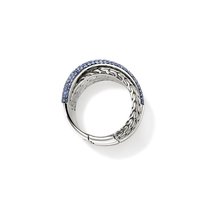 JH Essential Pavé Crossover Ring, Sterling Silver, Gemstones 5