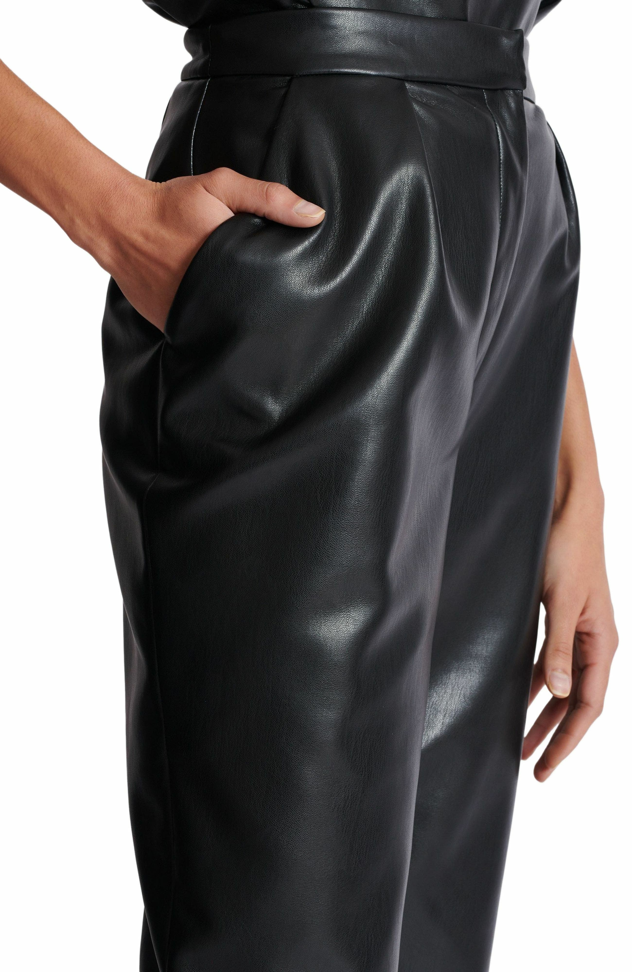 Balmain High-waisted faux leather trousers in Black at Nordstrom - 4
