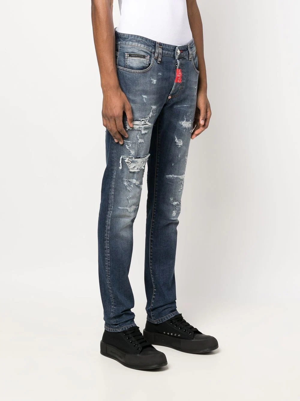 distressed skinny-cut jeans - 3