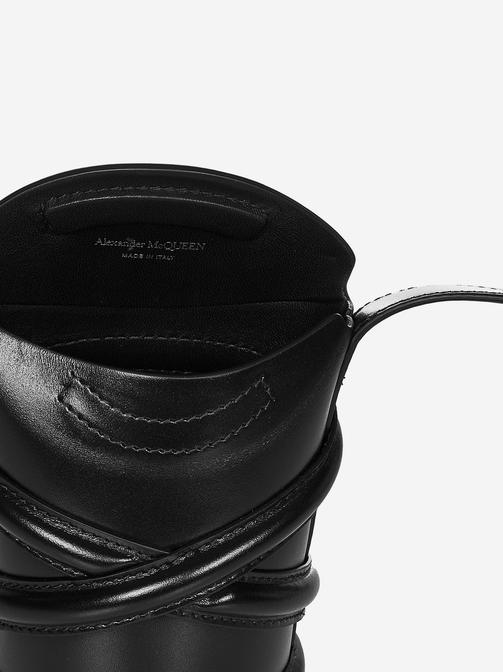 The Curve Mini black calfskin harness-style shoulder bag with shoulder strap. - 5