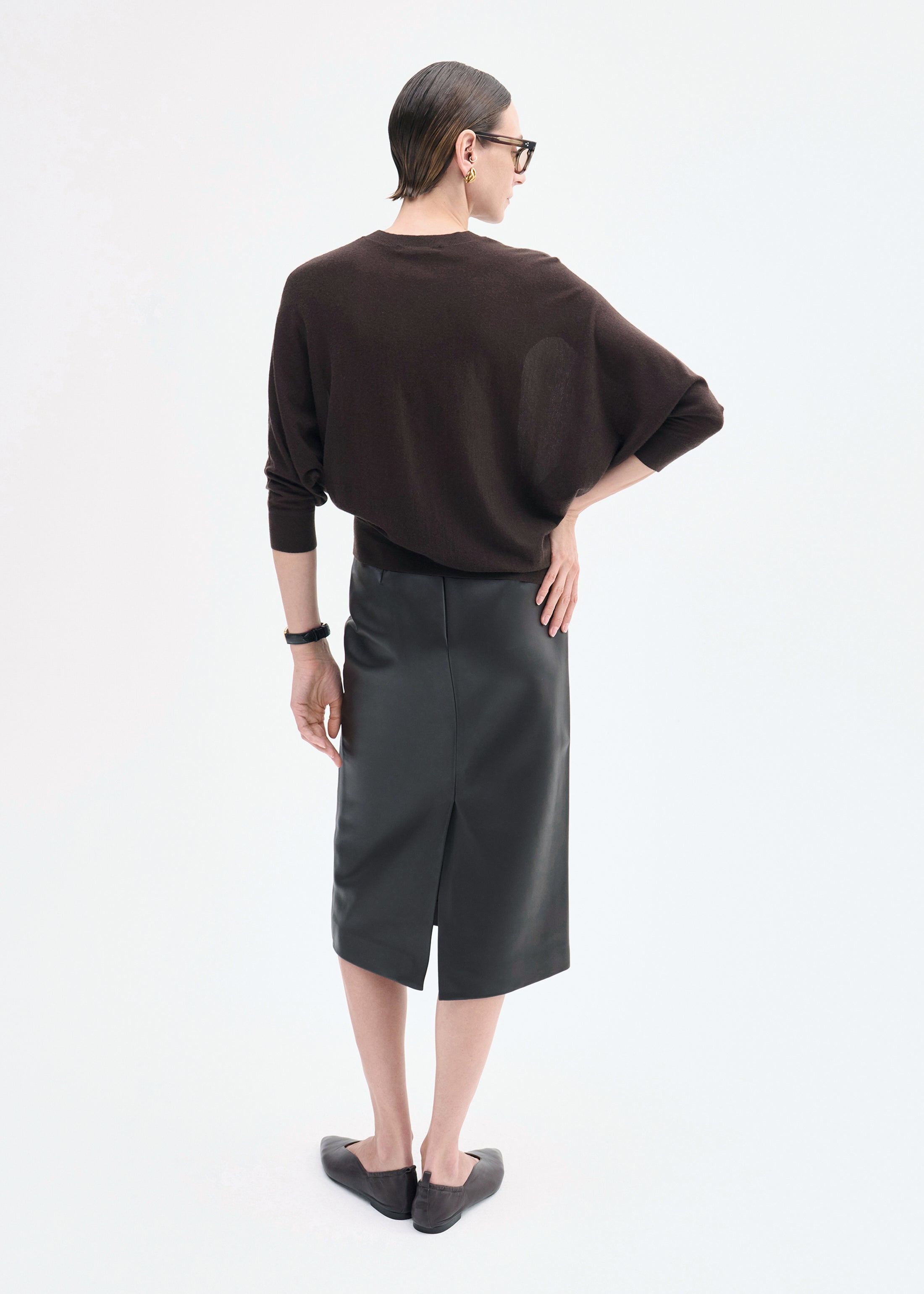 Midi Pencil Skirt in Leather - 6