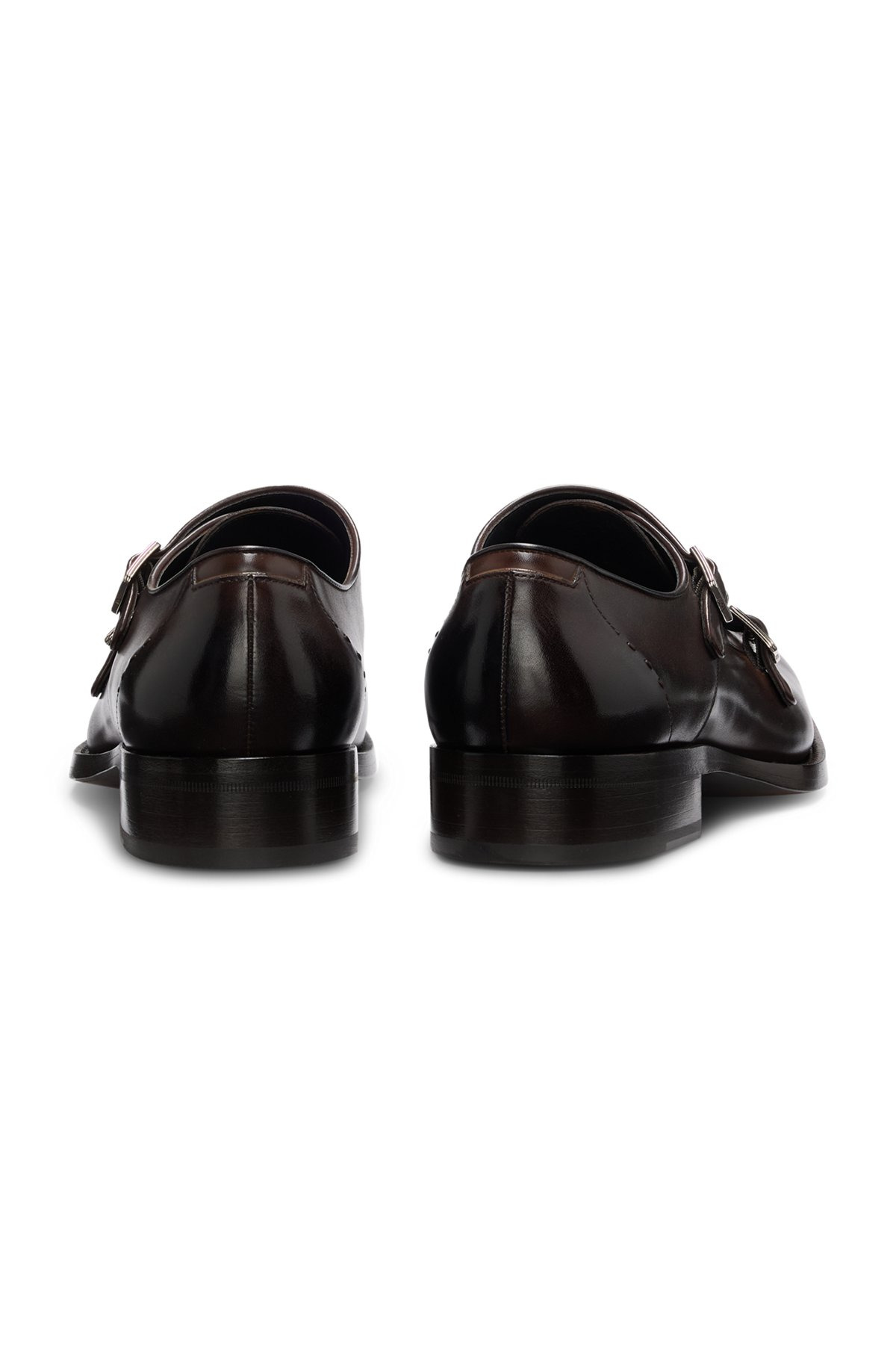 BURNISHED-LEATHER SHOES WITH DOUBLE MONK STRAP - 5