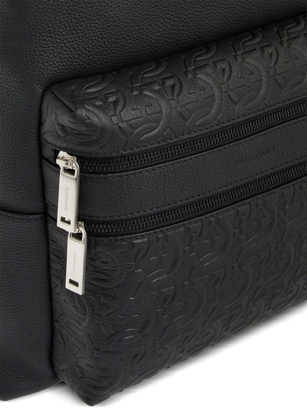embossed-logo leather backpack - 4