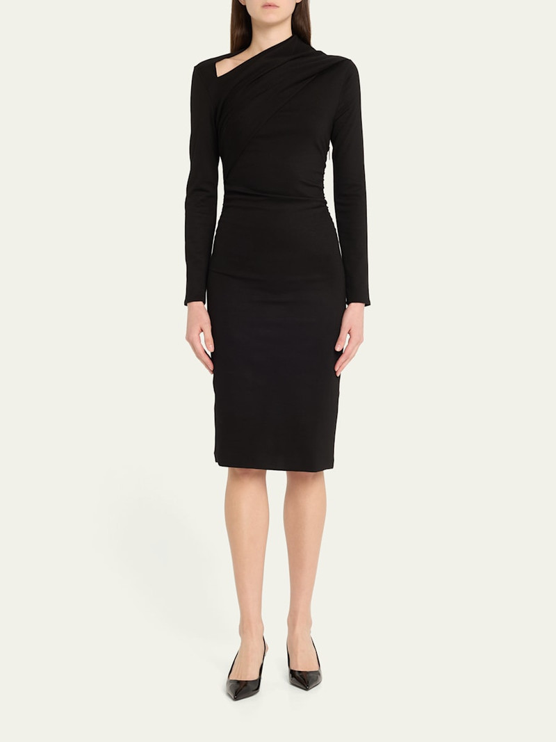 GIORGIO ARMANI Asymmetric Long-Sleeve Jersey Dress outlook
