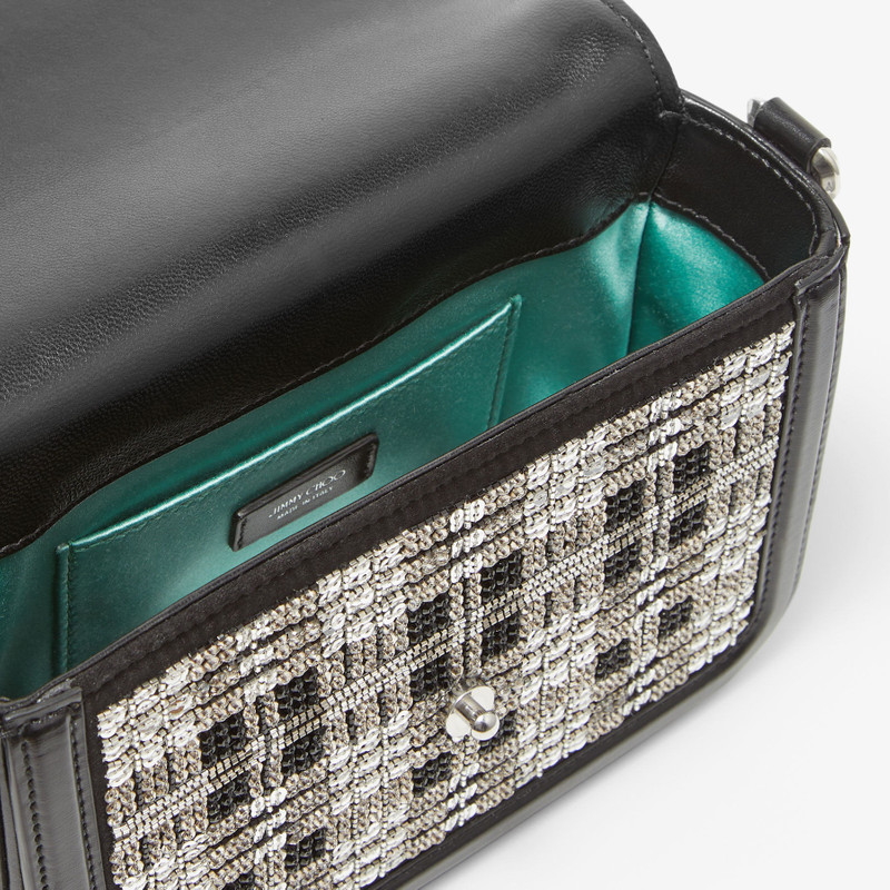 Diamond Crossbody
Black Satin Crossbody Bag with Beaded Tartan 5