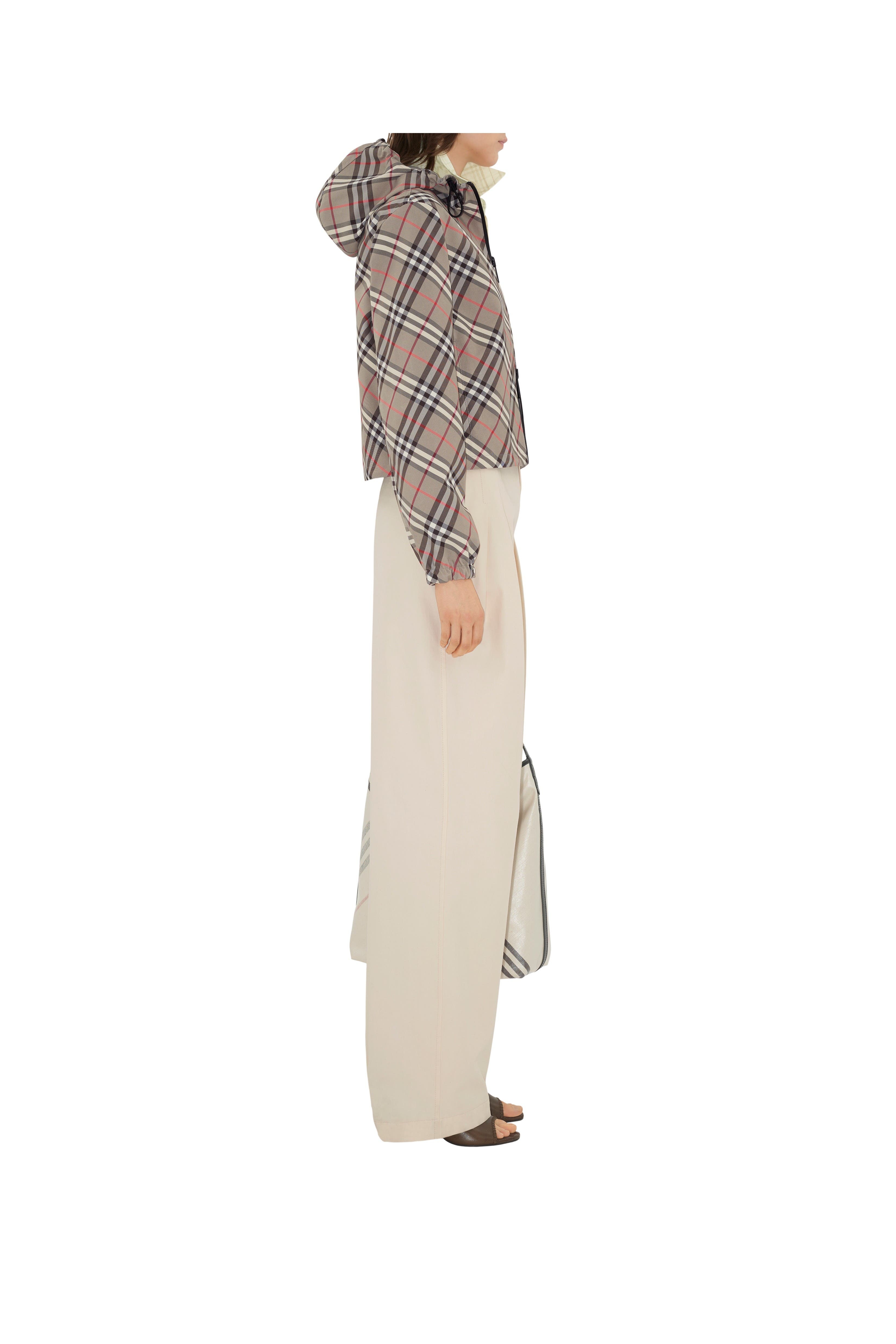 burberry Cropped Reversible Check Jacket in Mauve Grey at Nordstrom - 4