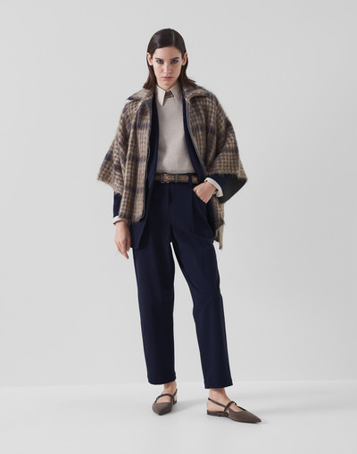 Brunello Cucinelli Tartan intarsia double knit cape in virgin wool, mohair and cashmere outlook
