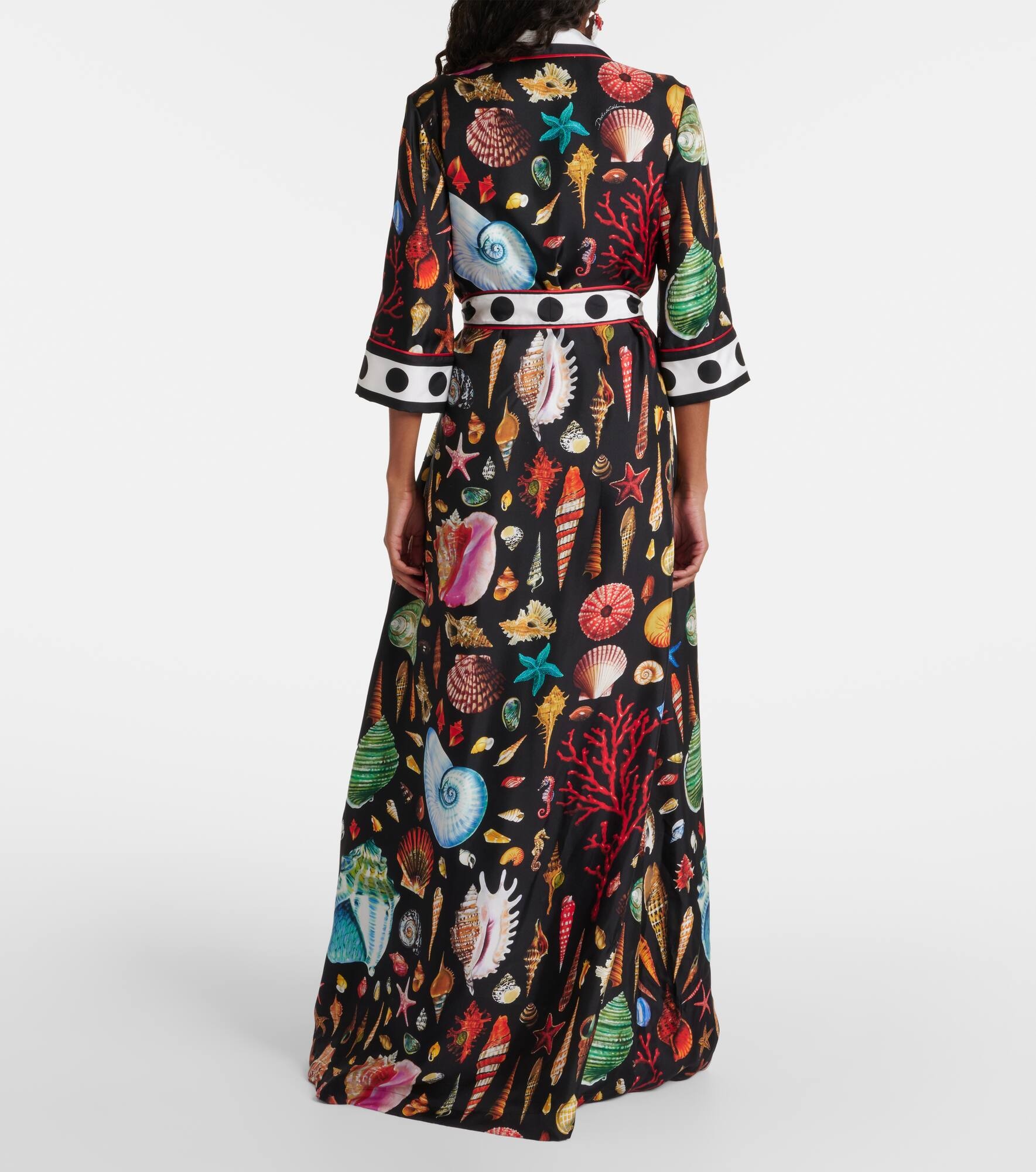 Capri printed silk satin robe - 3