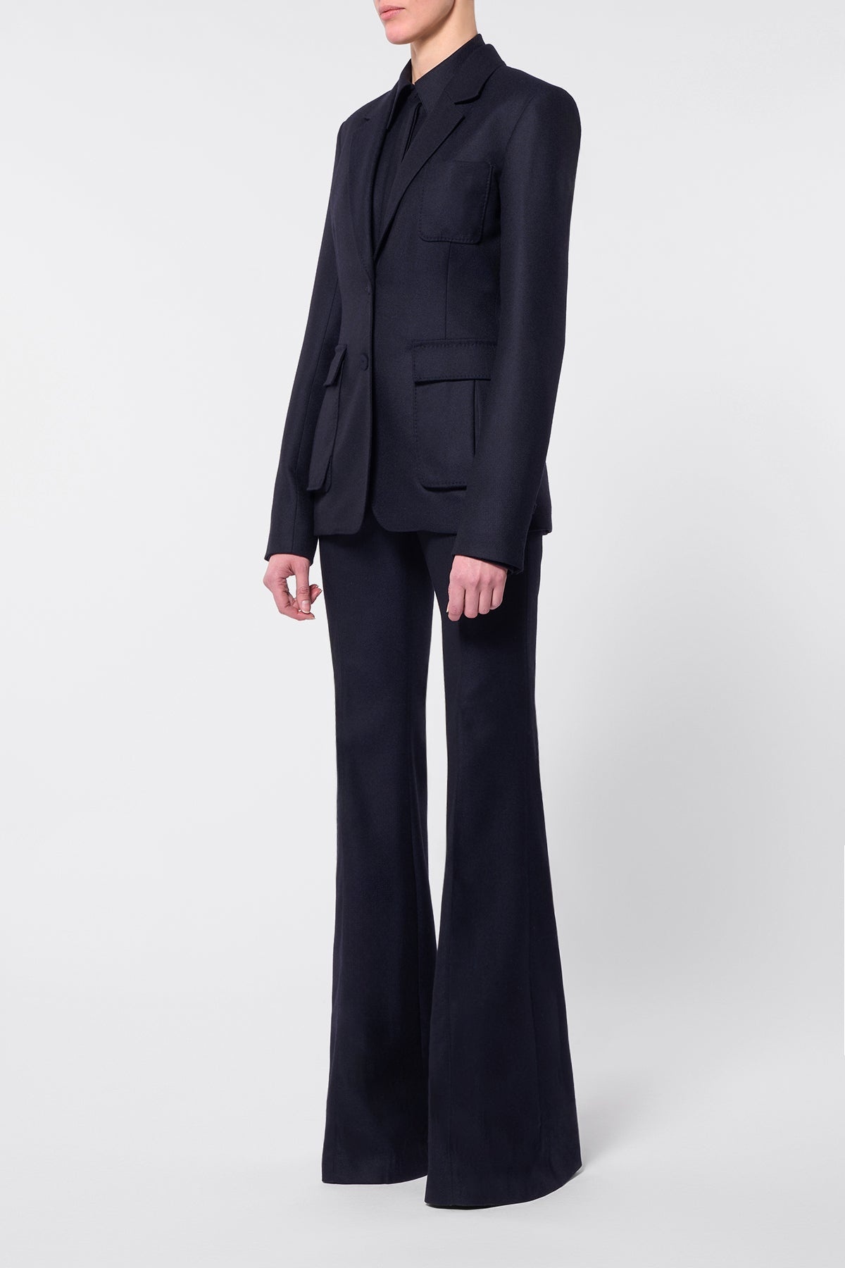 Rhein Pant in Dark Navy Virgin Wool Cashmere Flannel - 3