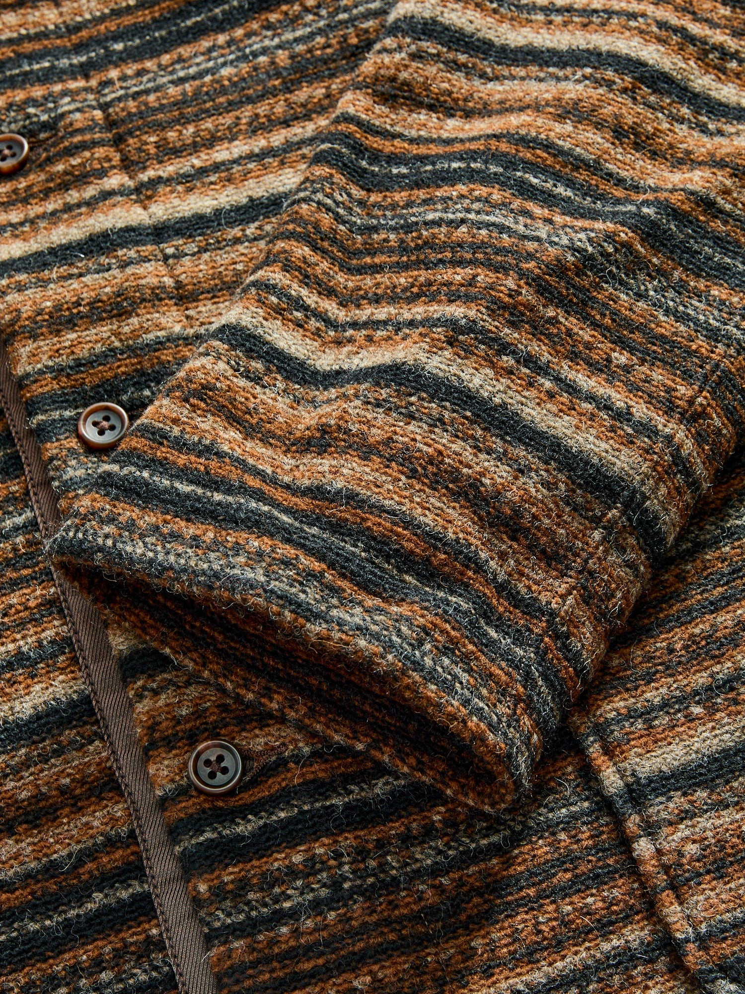 Fair Isle Knit Cardigan Sweater in Brown Stripe - 6