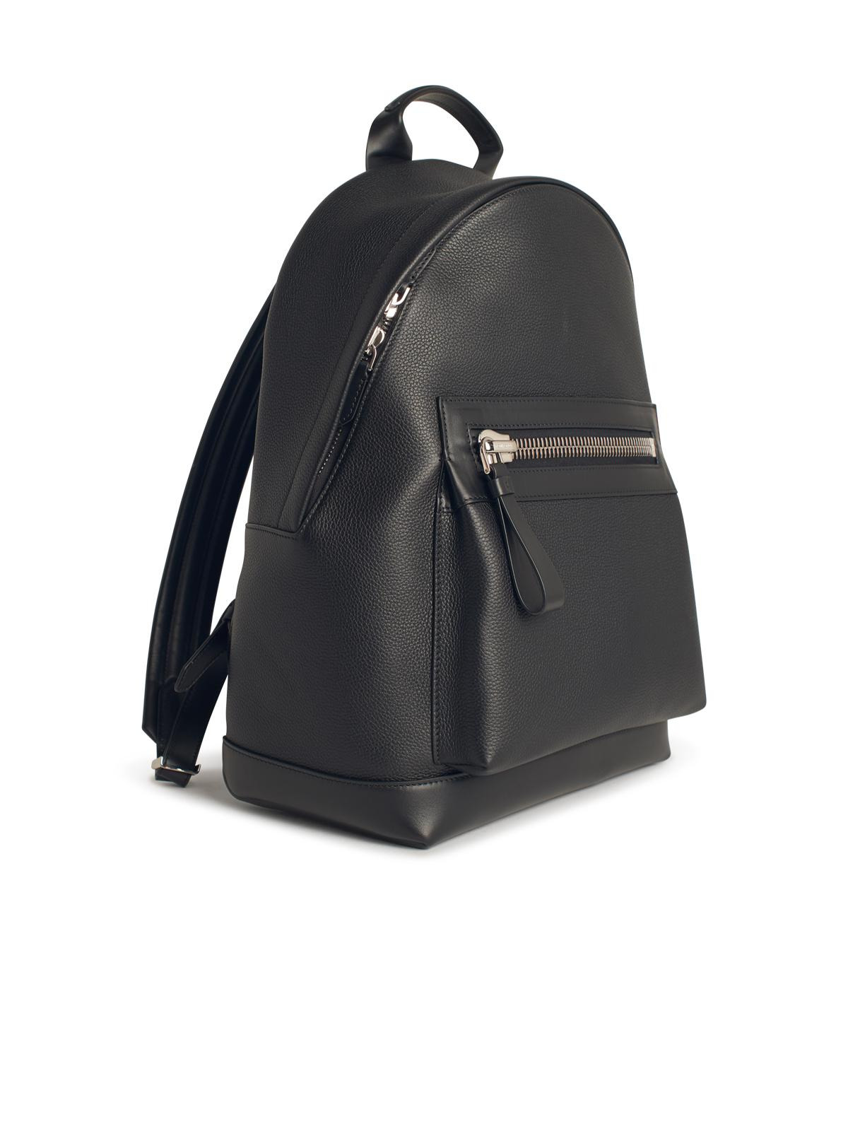 Tom Ford Black Leather Backpack Men - 2