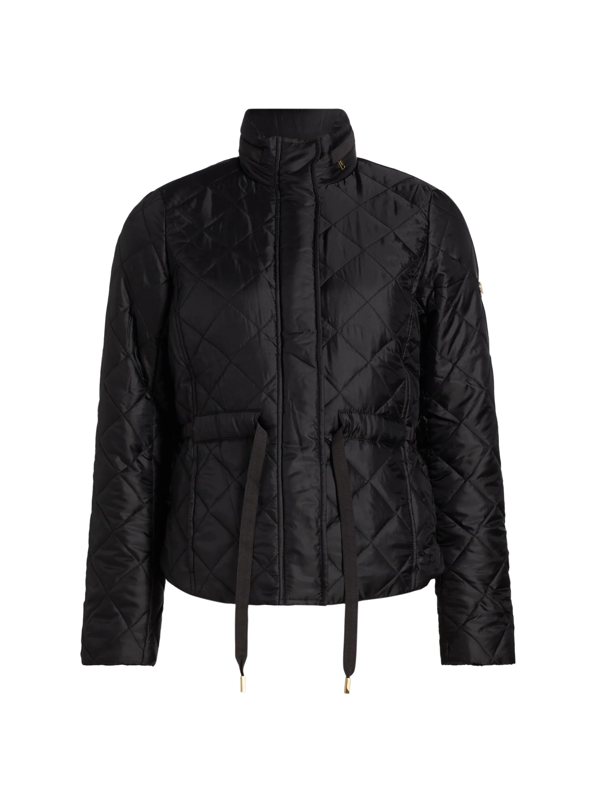Women's Belted Puffer Jacket - Black - 1
