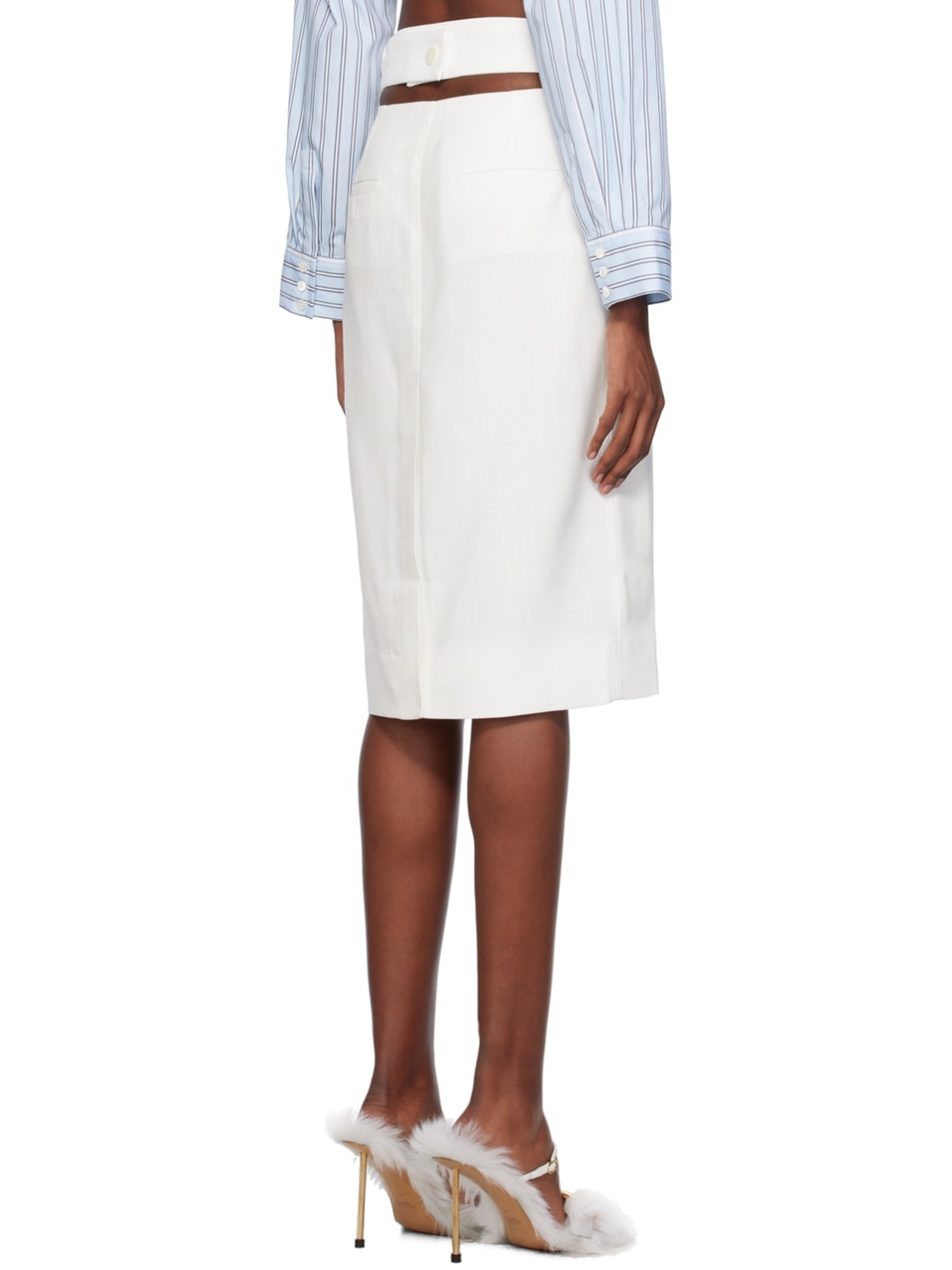 White Les Sculptures 'La jupe midi Bari' Midi Skirt - 3