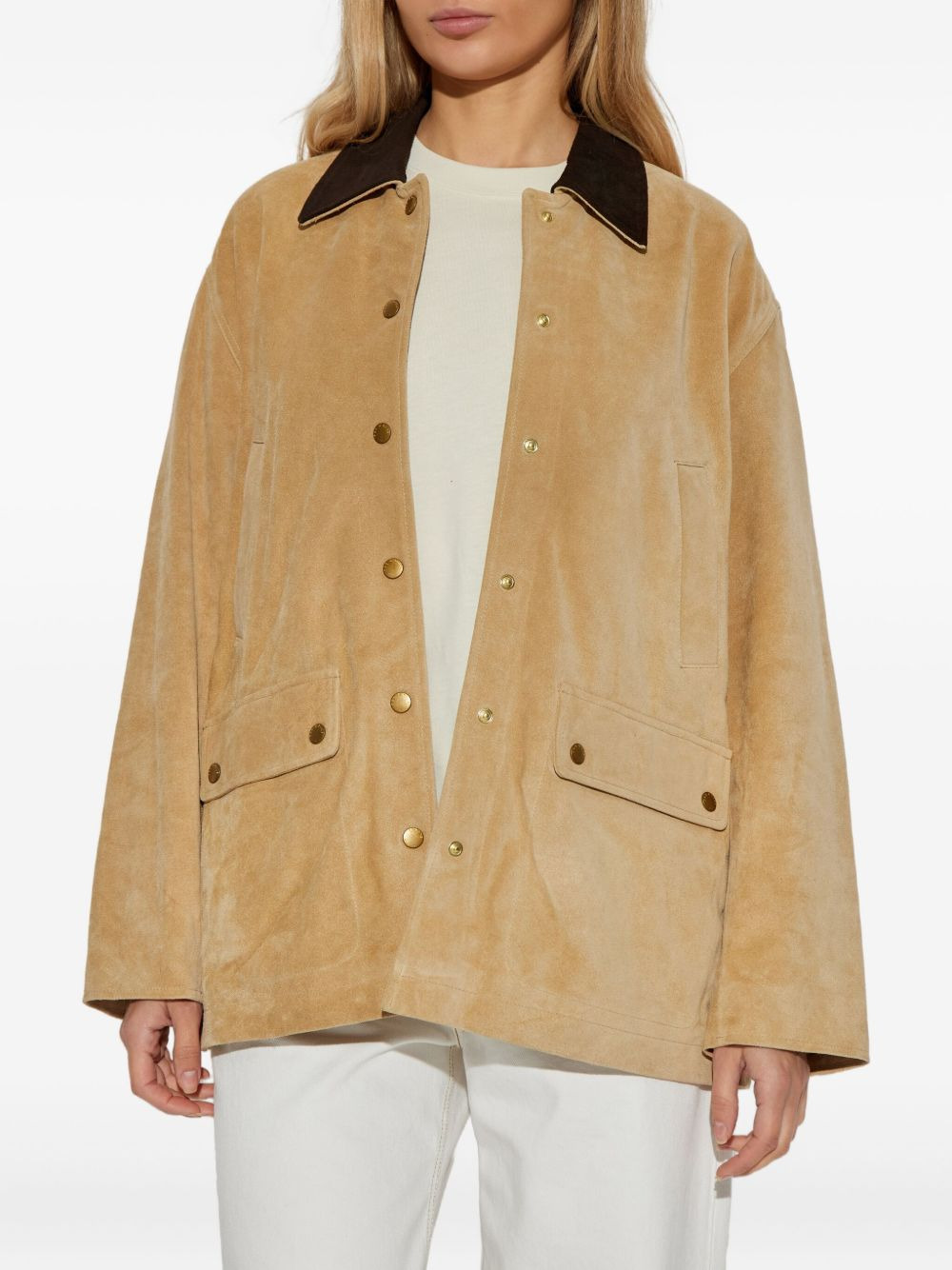 press-stud suede jacket - 3