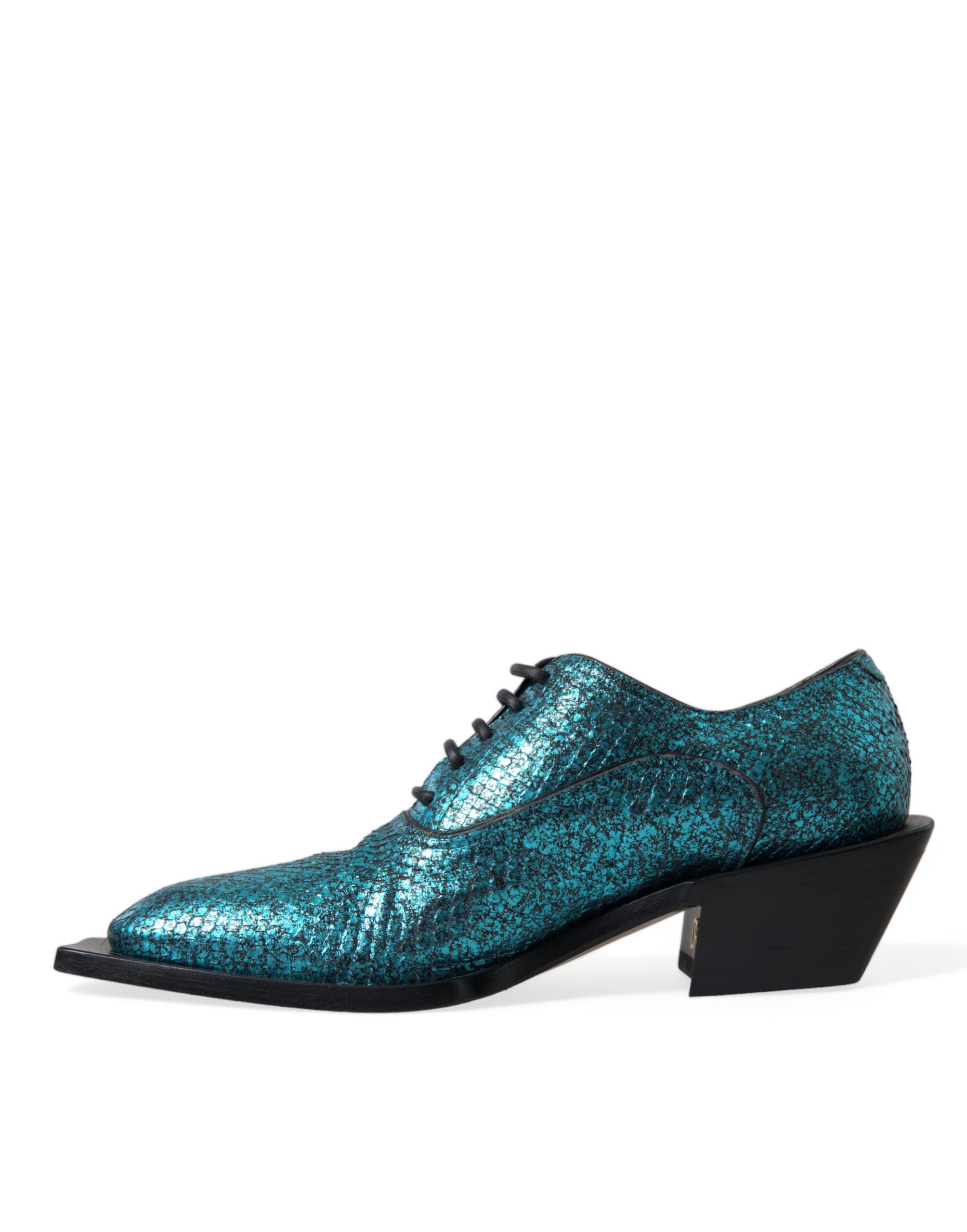 Dolce & Gabbana Teal Derby Block Heel Shoes - 8