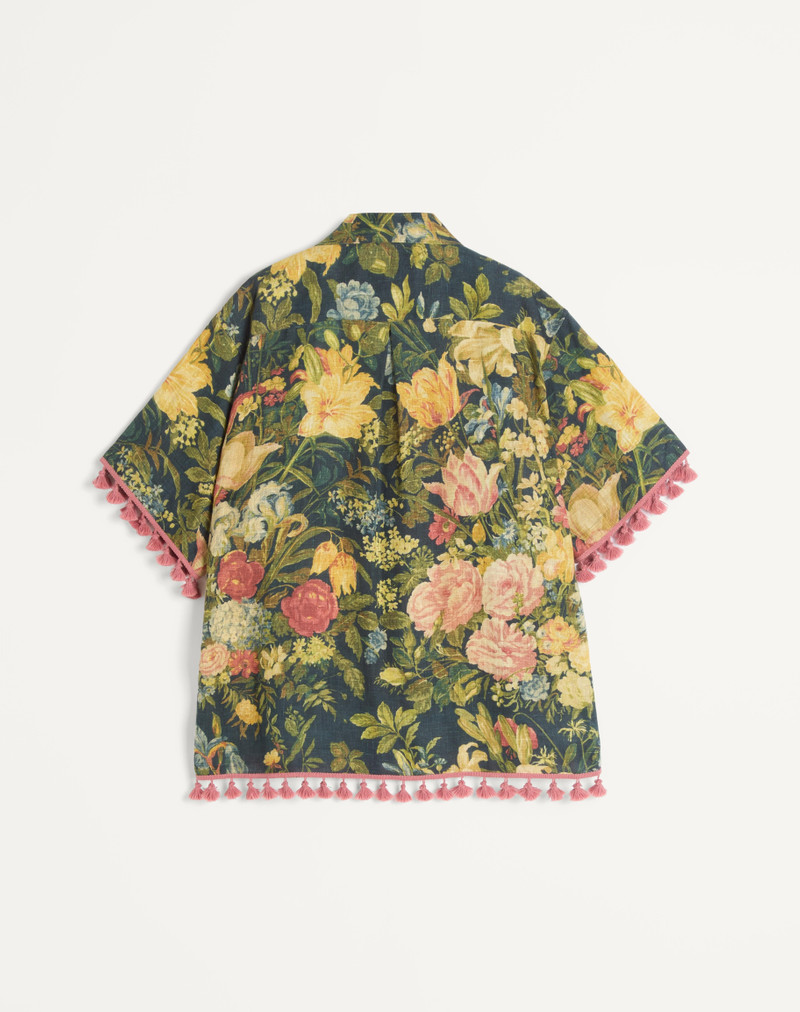 Valentino LINEN BOWLING SHIRT WITH APRES L'HIVER PRINT outlook