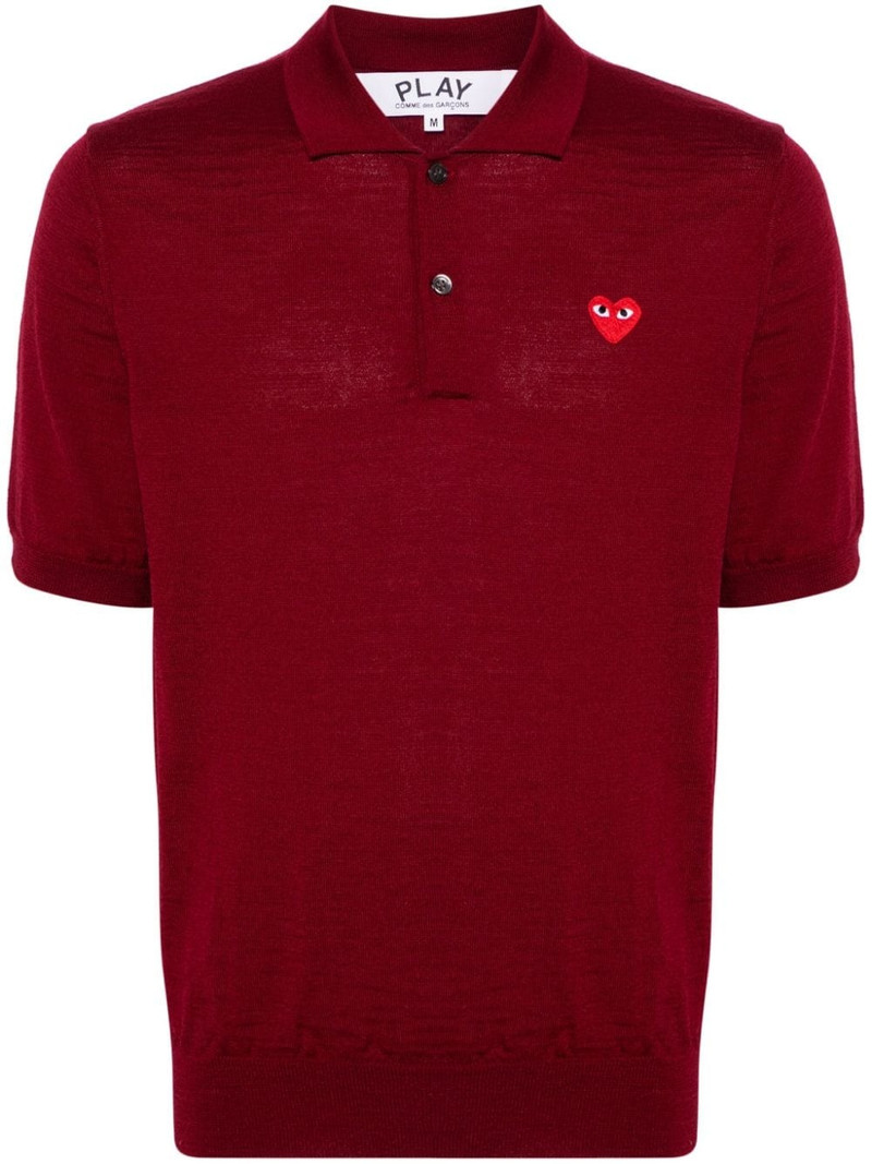 heart-patch wool polo shirt 1