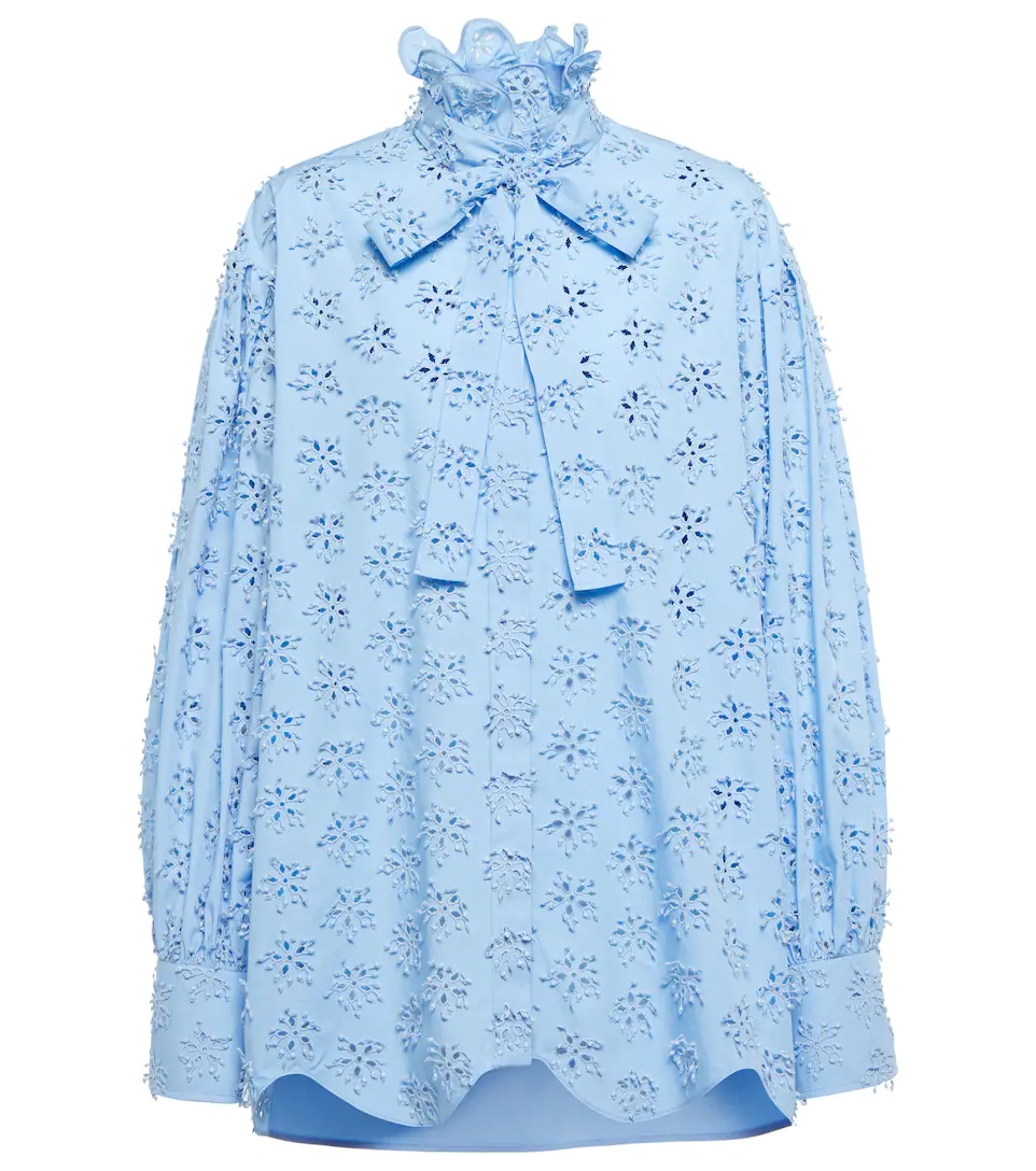 Broderie anglaise cotton-blend blouse - 1