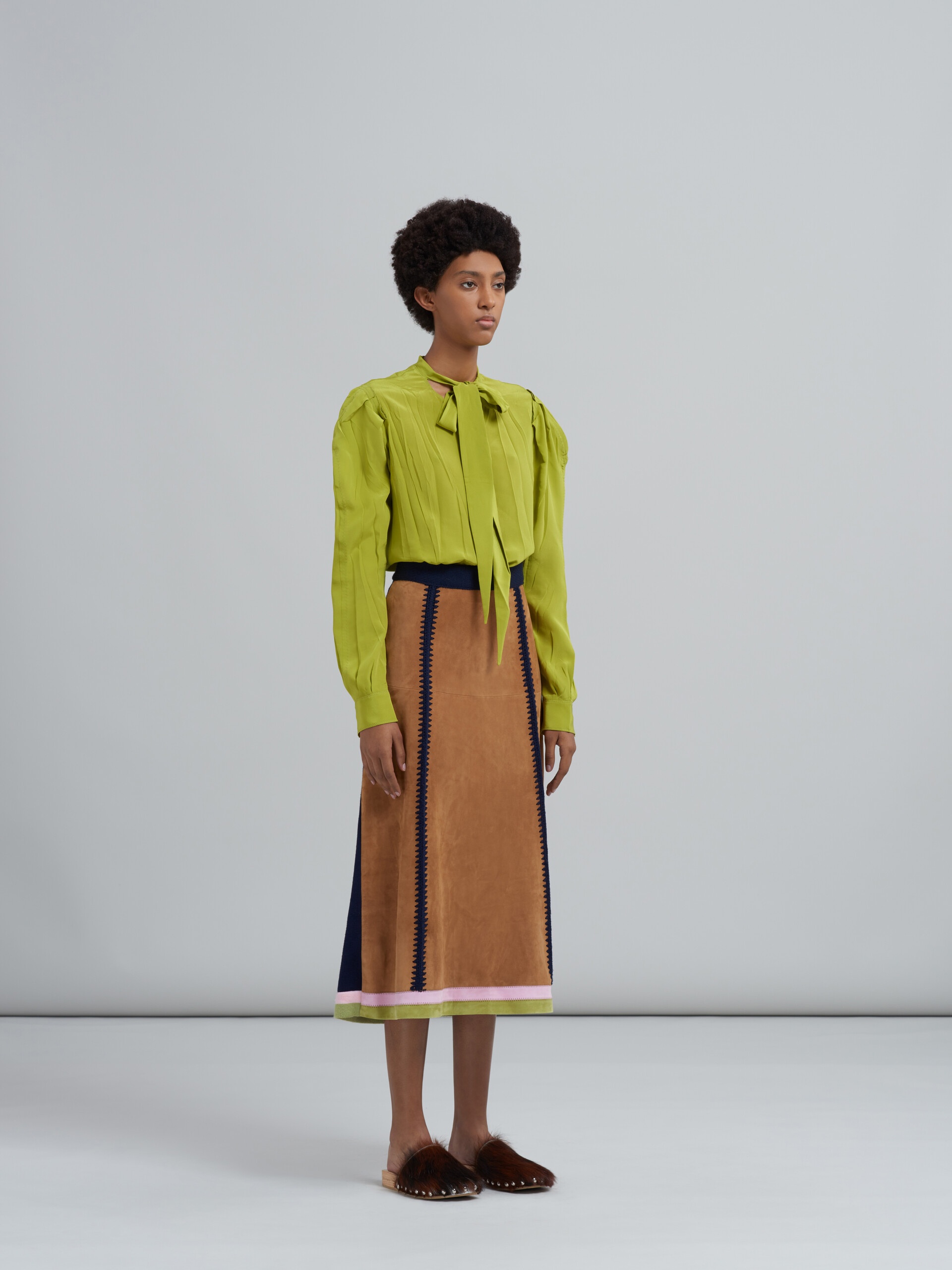 SUEDE NATURAL NAPPA KNIT SKIRT - 5