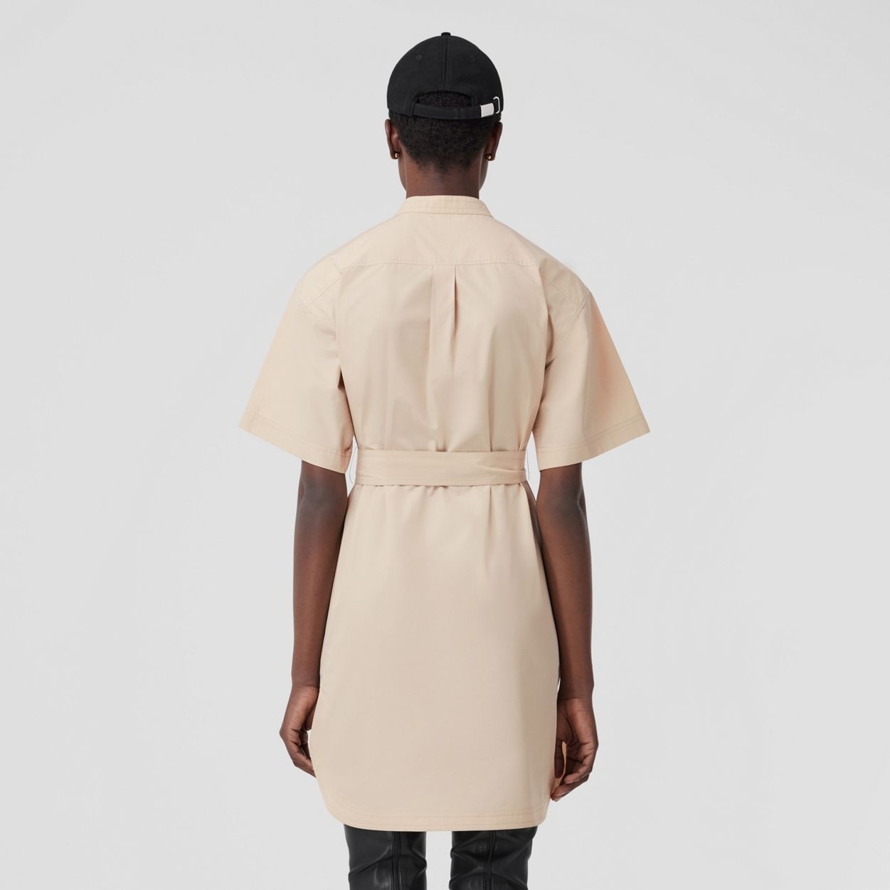 Monogram Motif Cotton Tie-waist Shirt Dress - 4