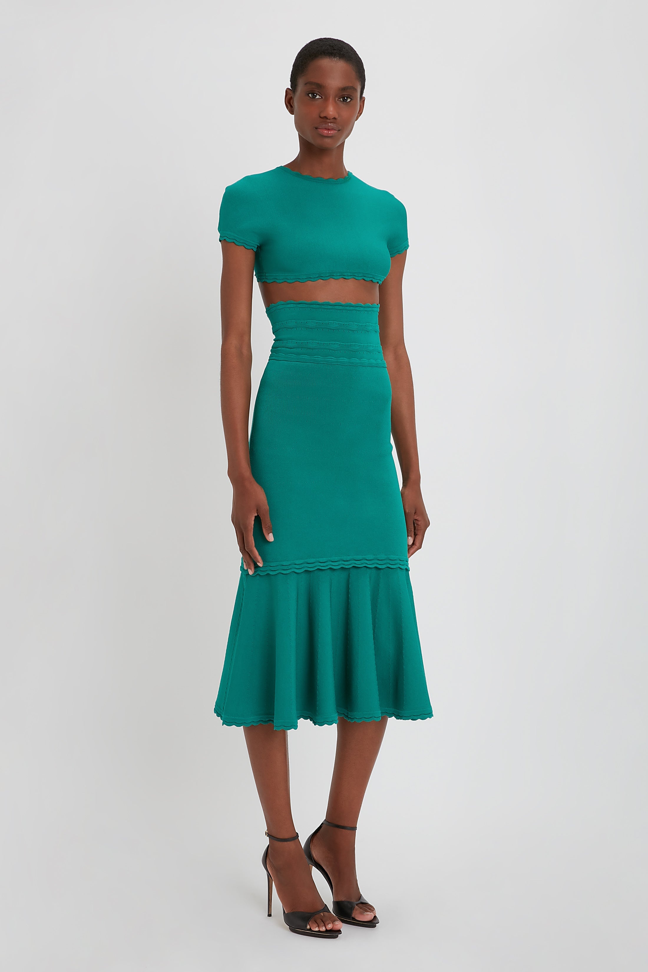 Flared Skirt In Teal - 3