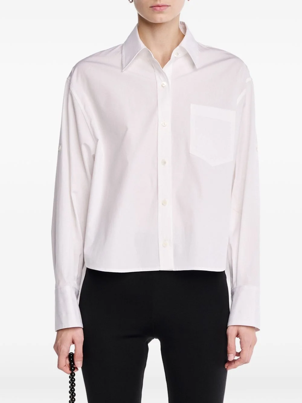 button-sleeve cropped shirt - 1