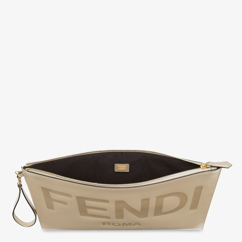 FENDI Dove gray leather pouch outlook