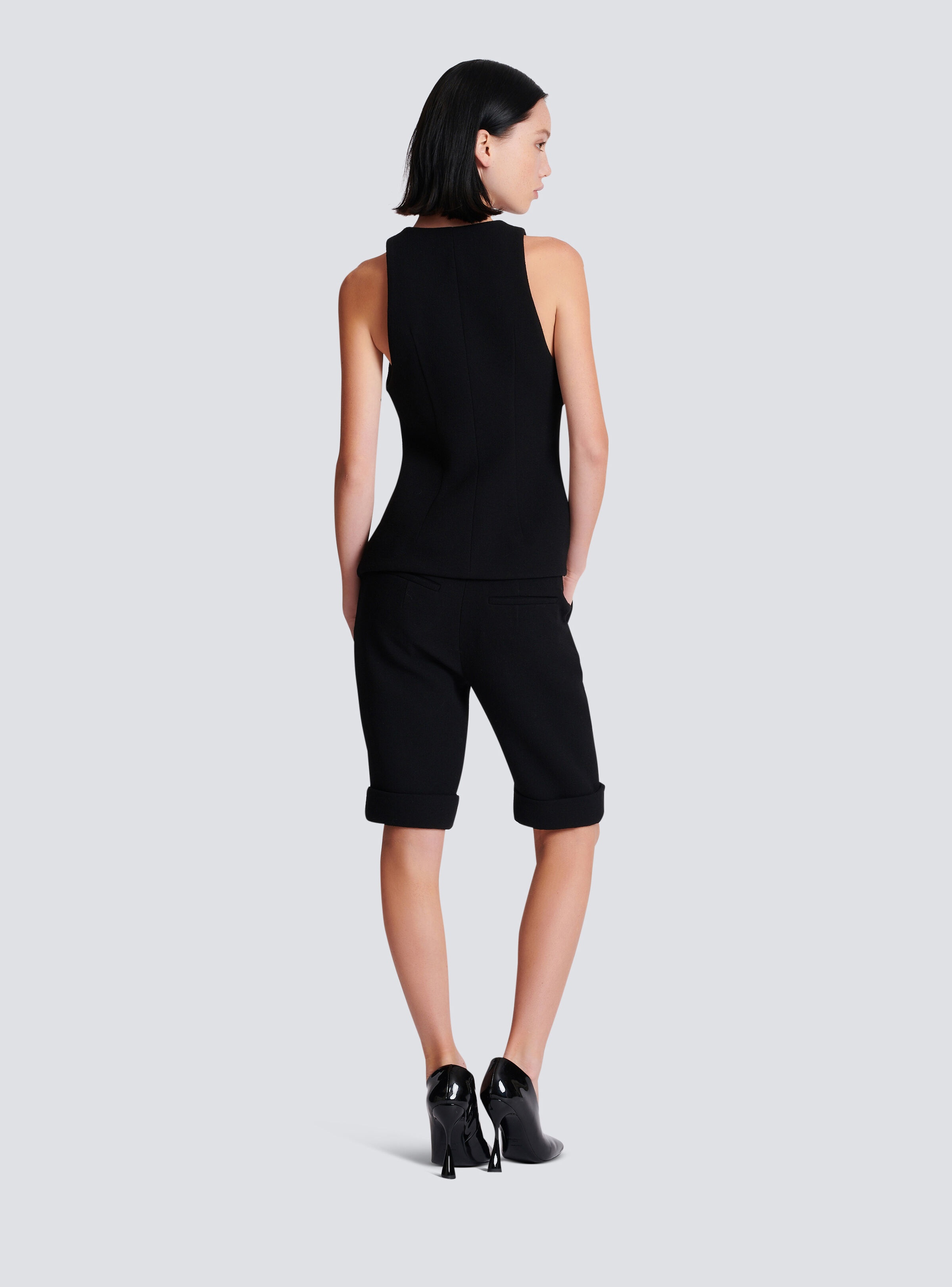 Sleeveless double crepe waistcoat - 4
