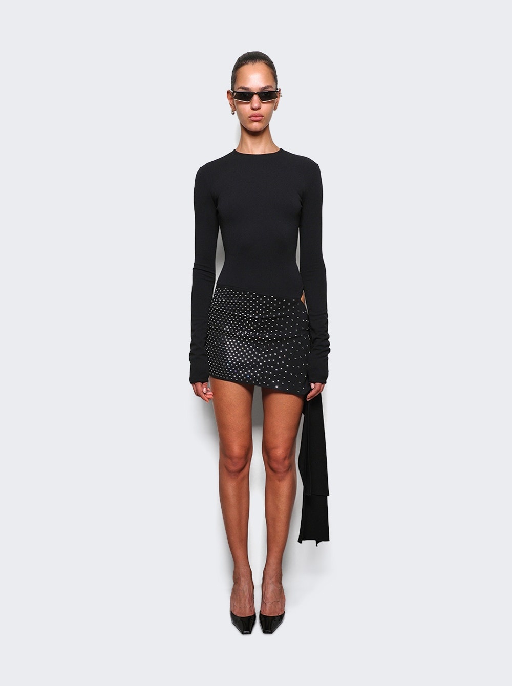Asymmetric Mini Dress Black - 3