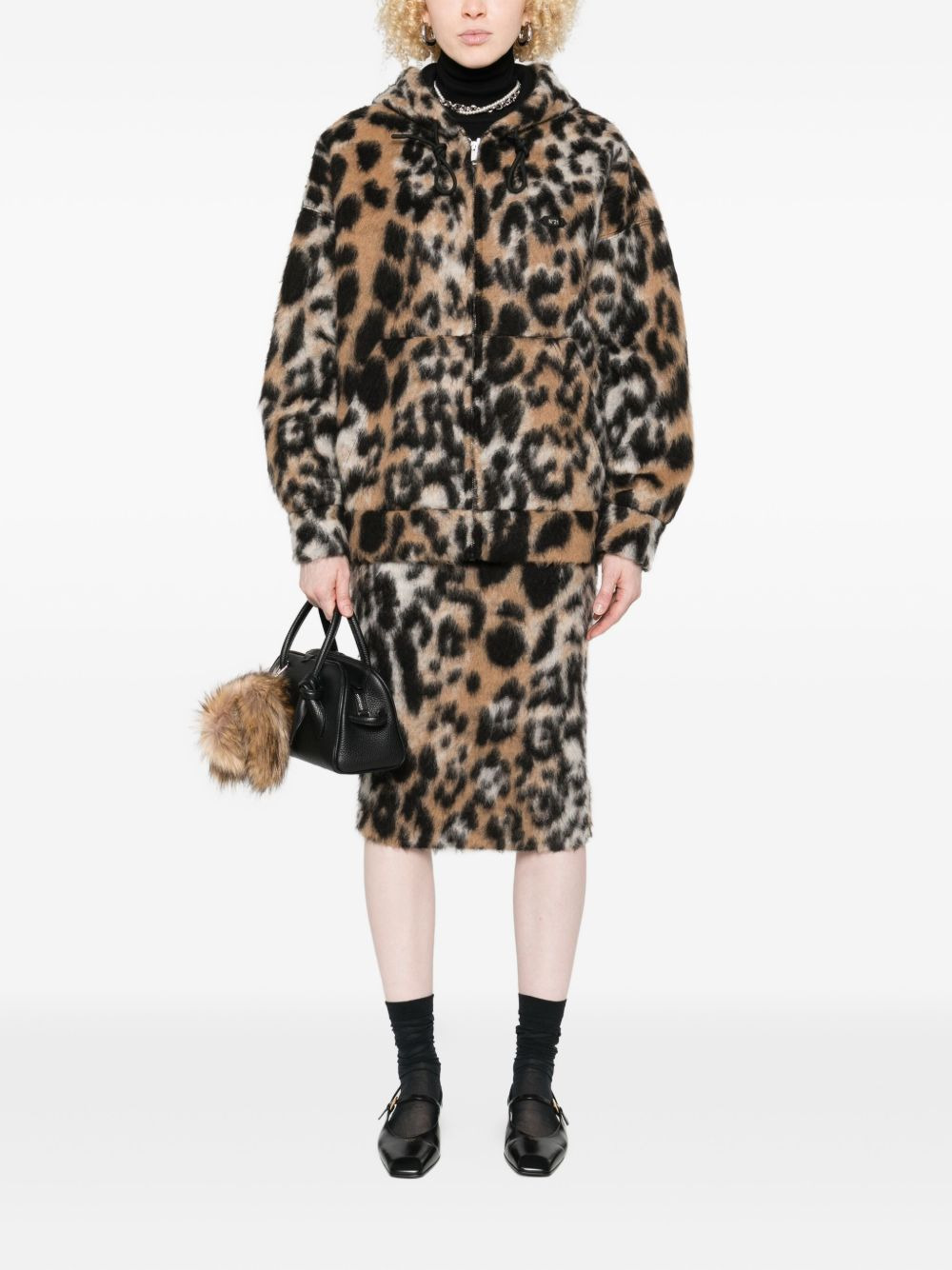 leopard-print hooded jacket - 2