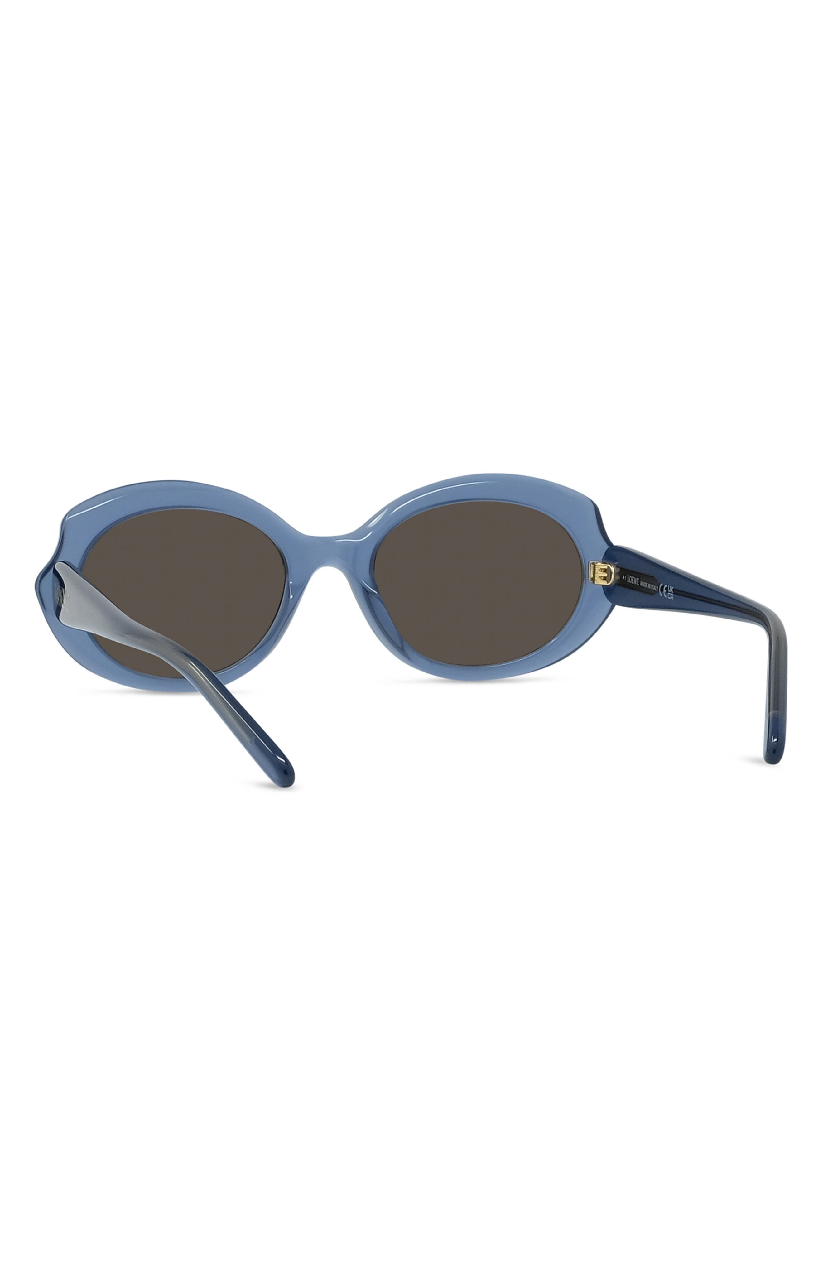 Loewe Thin Mini 54mm Oval Sunglasses in Shiny Light Blue /Brown at Nordstrom - 5
