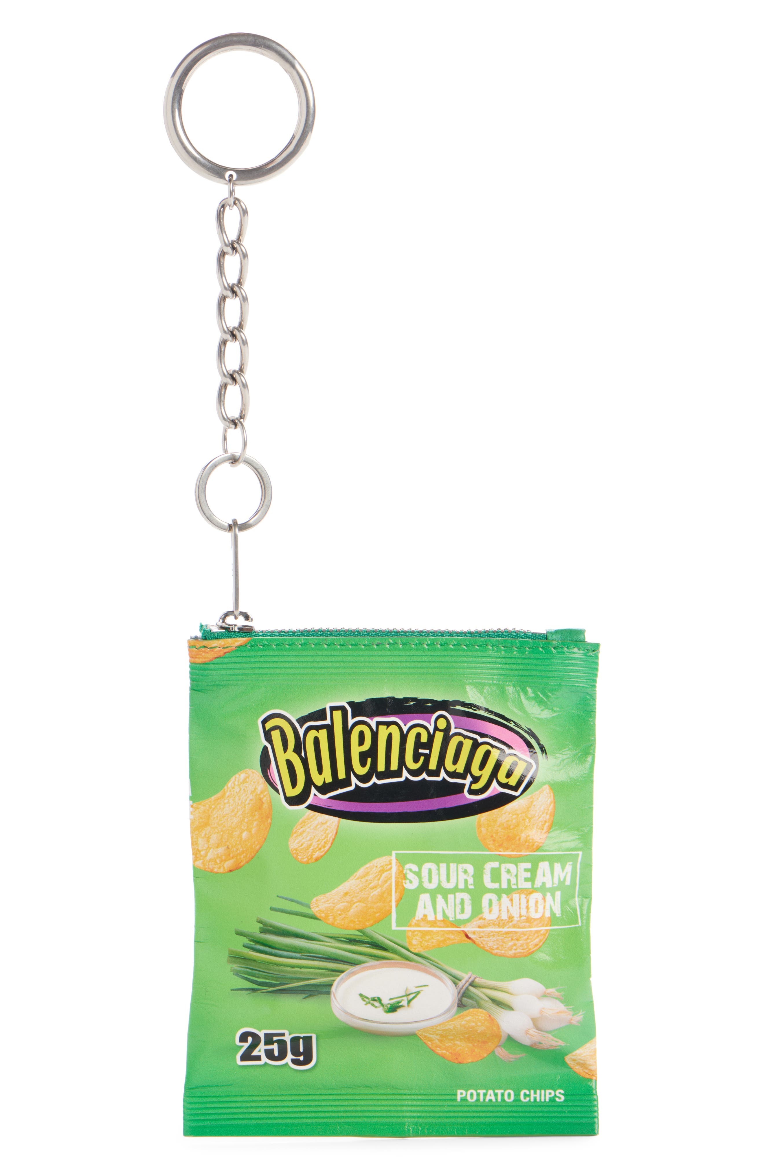 Balenciaga Sour Cream & Onion Leather Pouch Bag Charm in 3837 Green at Nordstrom - 1