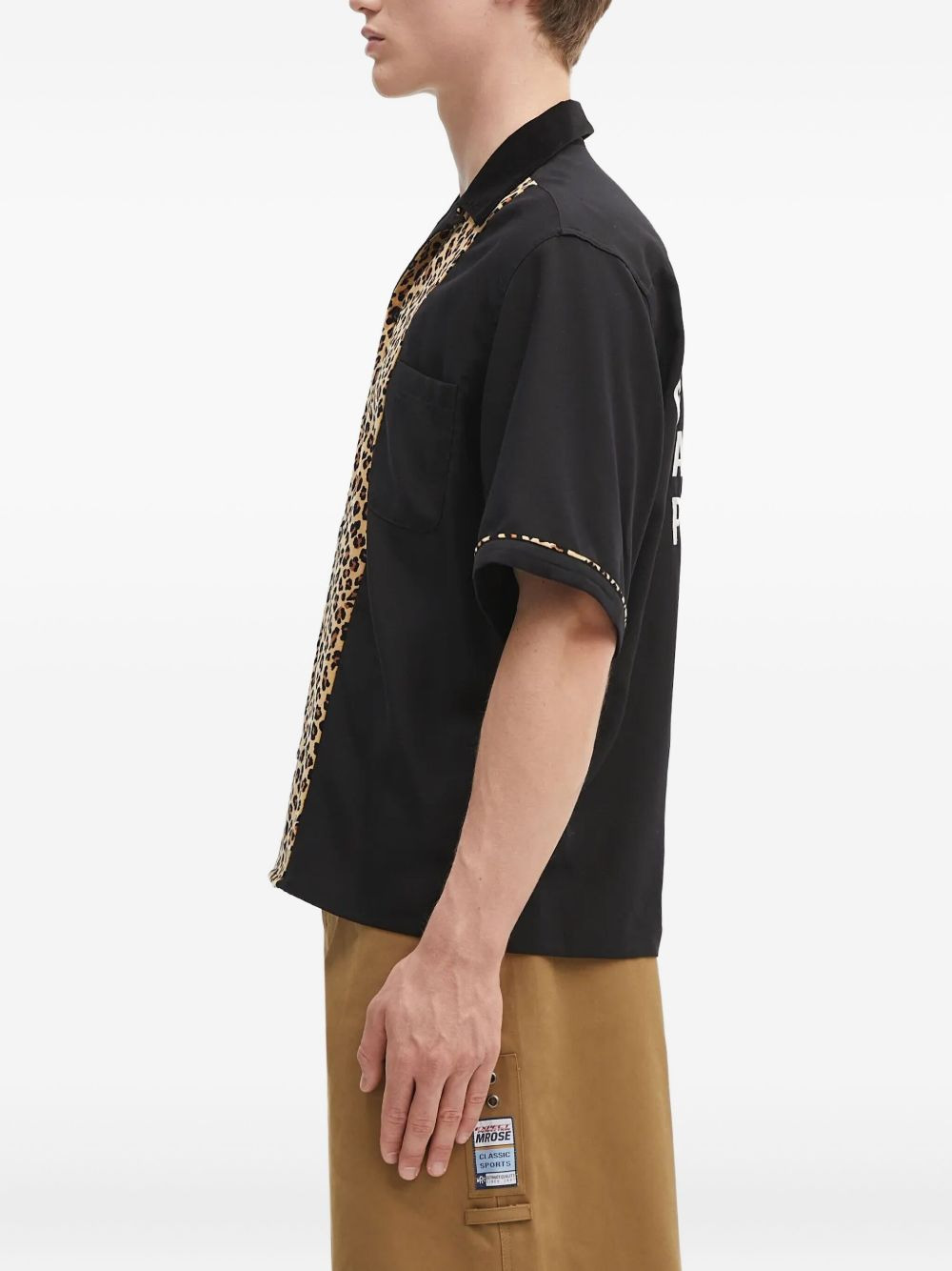 leopard-print panel shirt - 3