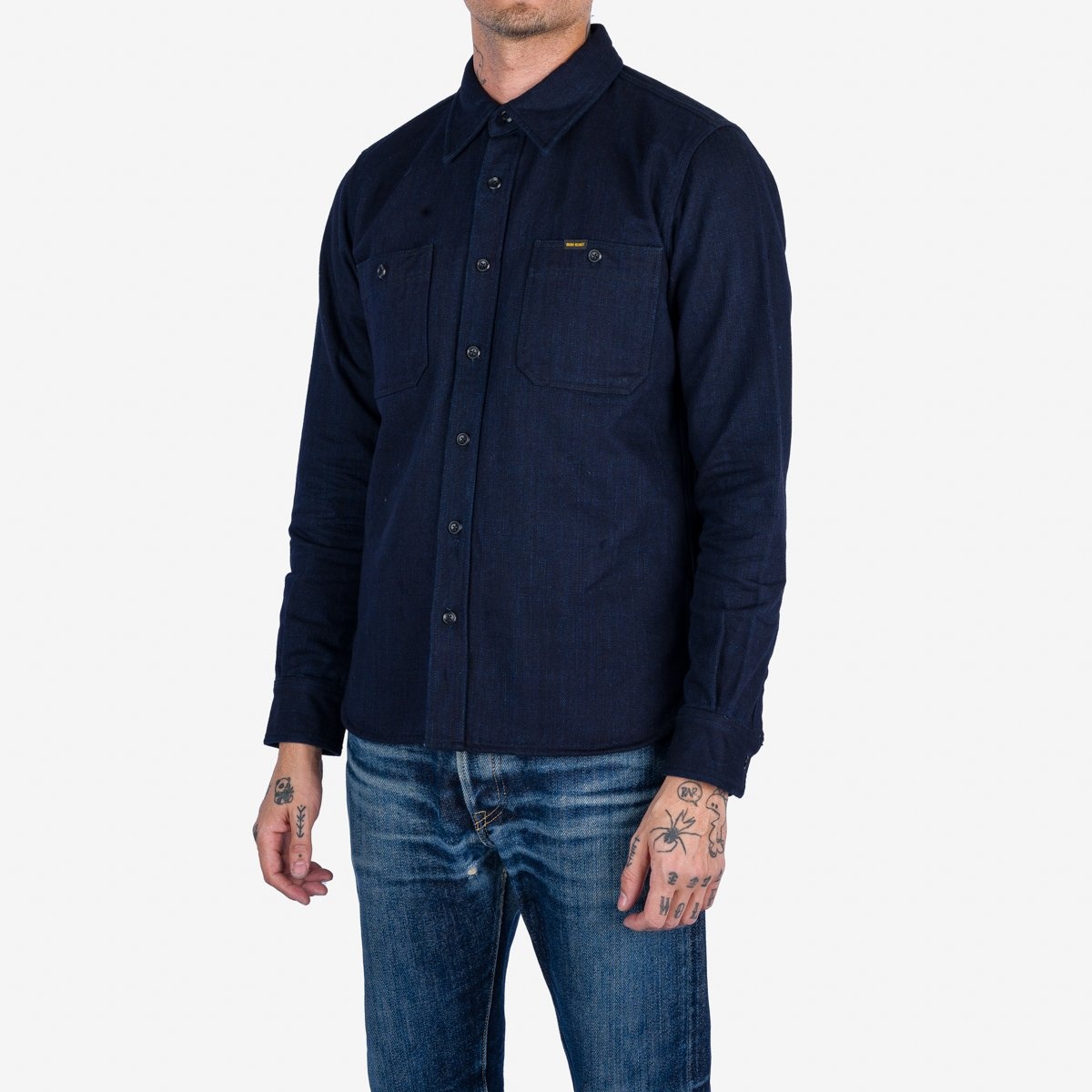 IHSH-374-IND 14oz Double Cloth Work Shirt - Indigo - 2