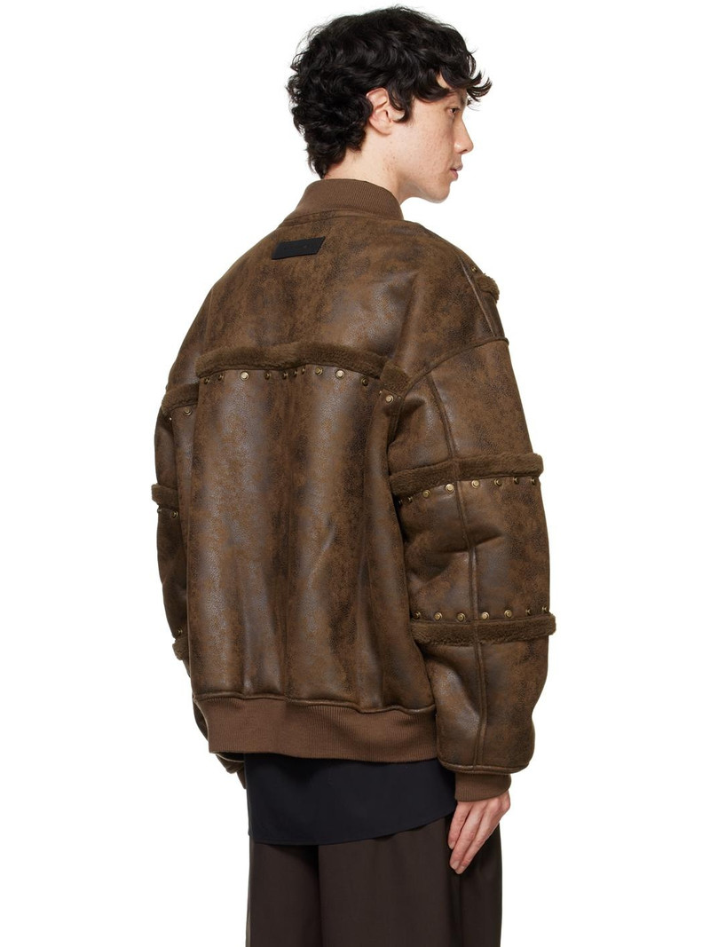 Brown Stud Faux-Leather Jacket 3
