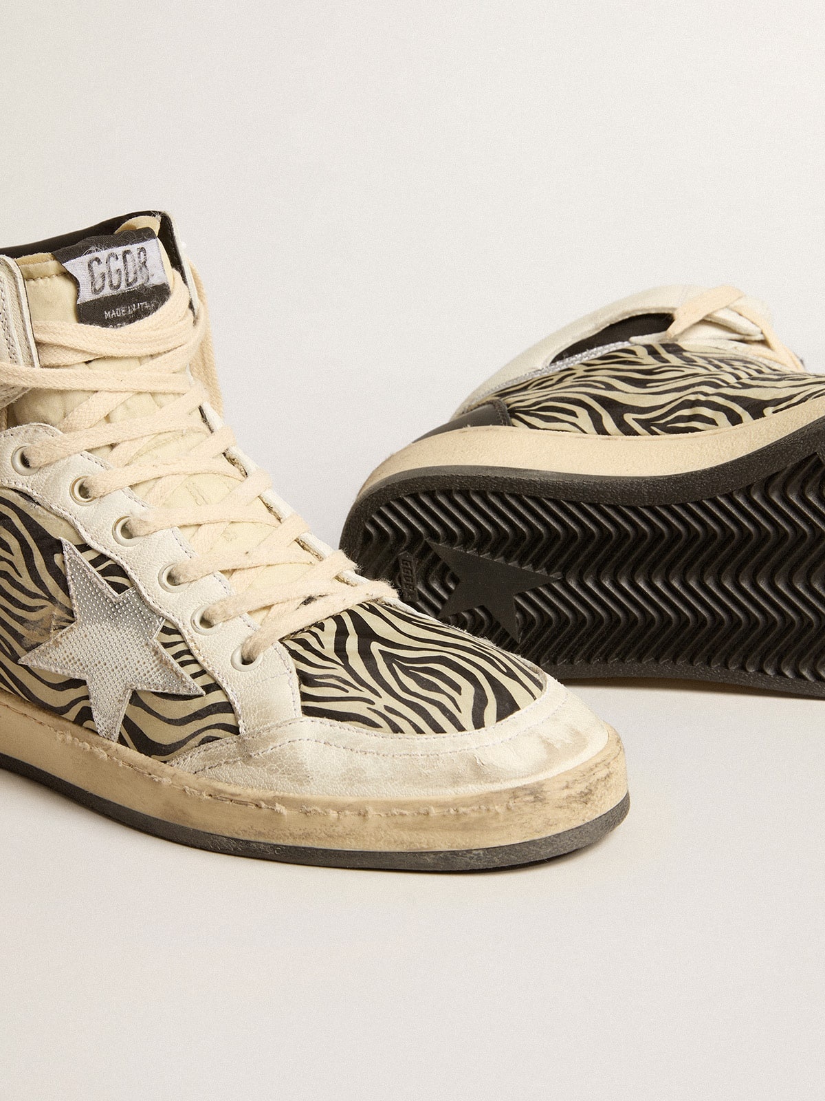 Women’s Sky-Star LAB in zebra nappa with textured silver leather star - 3