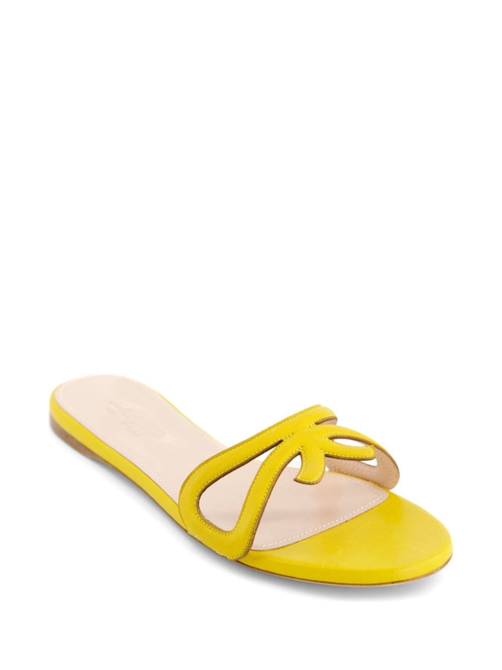round-toe leather slides - 2