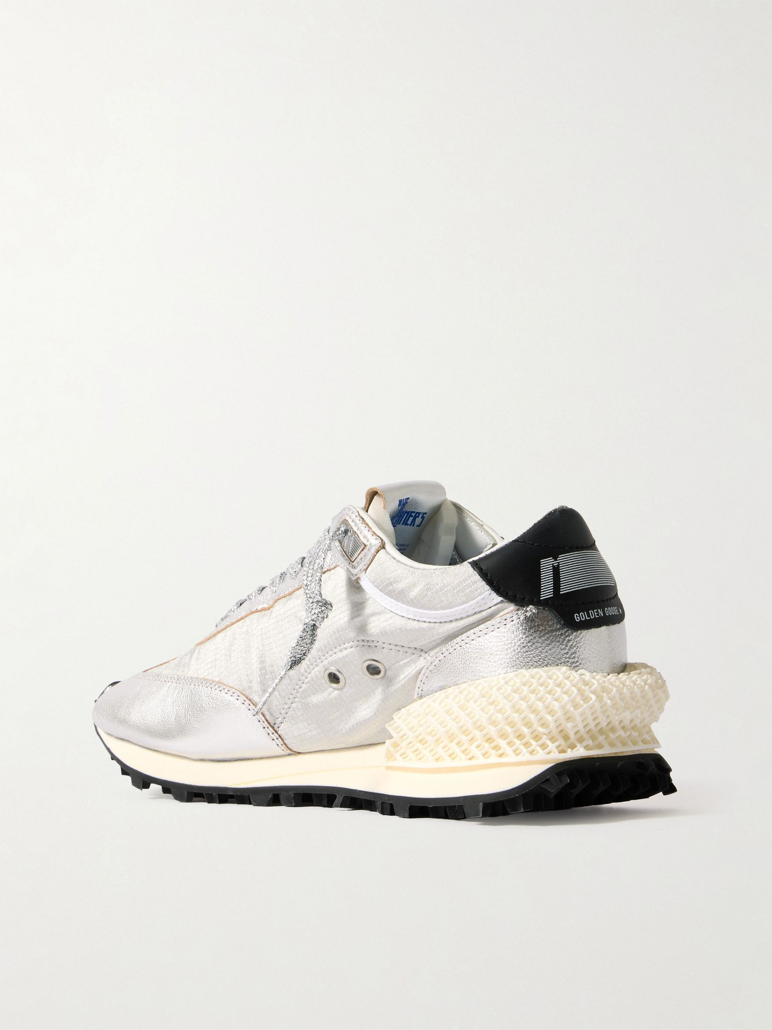Running Marathon metallic rubber and leather-trimmed ripstop sneakers Silver - 3
