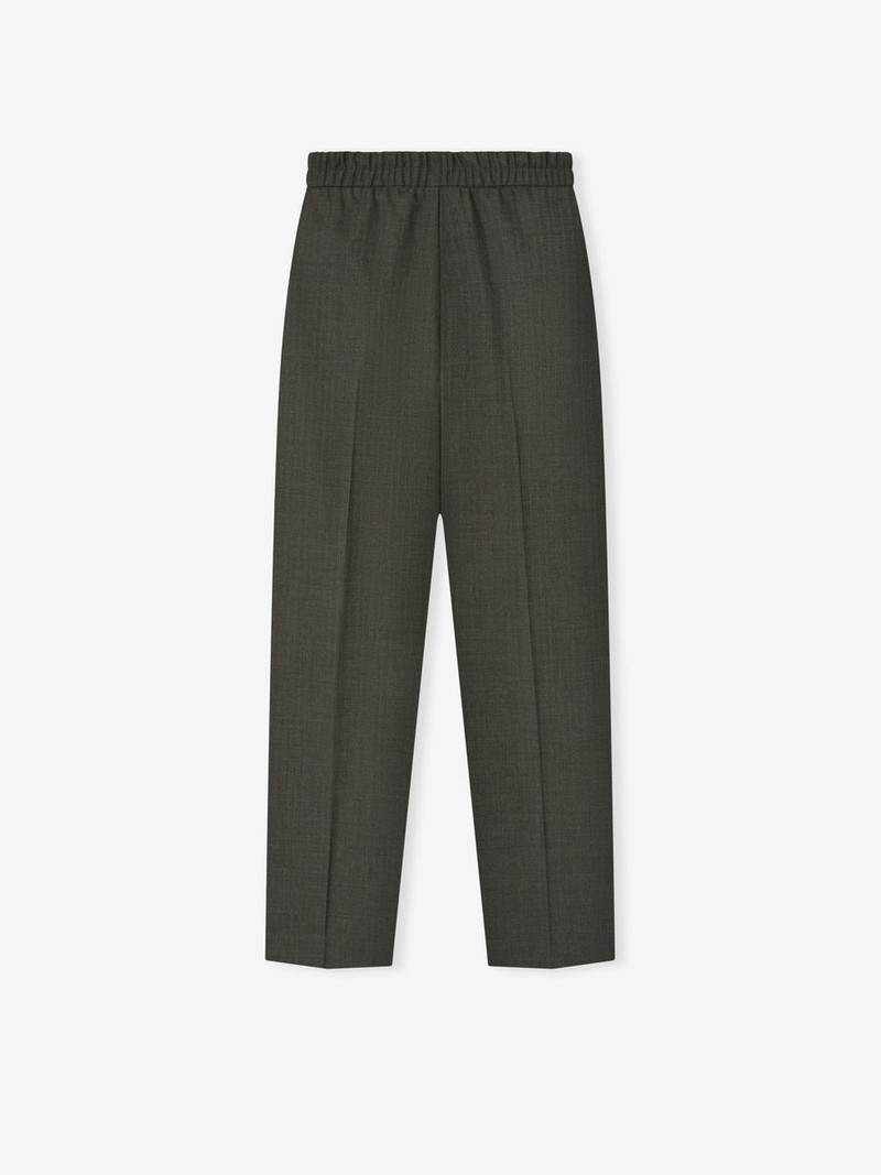 Wool Chevron Drawstring Straight Pant 2