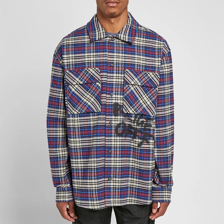 Off-White C/O VIRGIL ABLOH OW FLANNEL CHECK SHIRT BLUE OMGA091F19F330063010 - 5