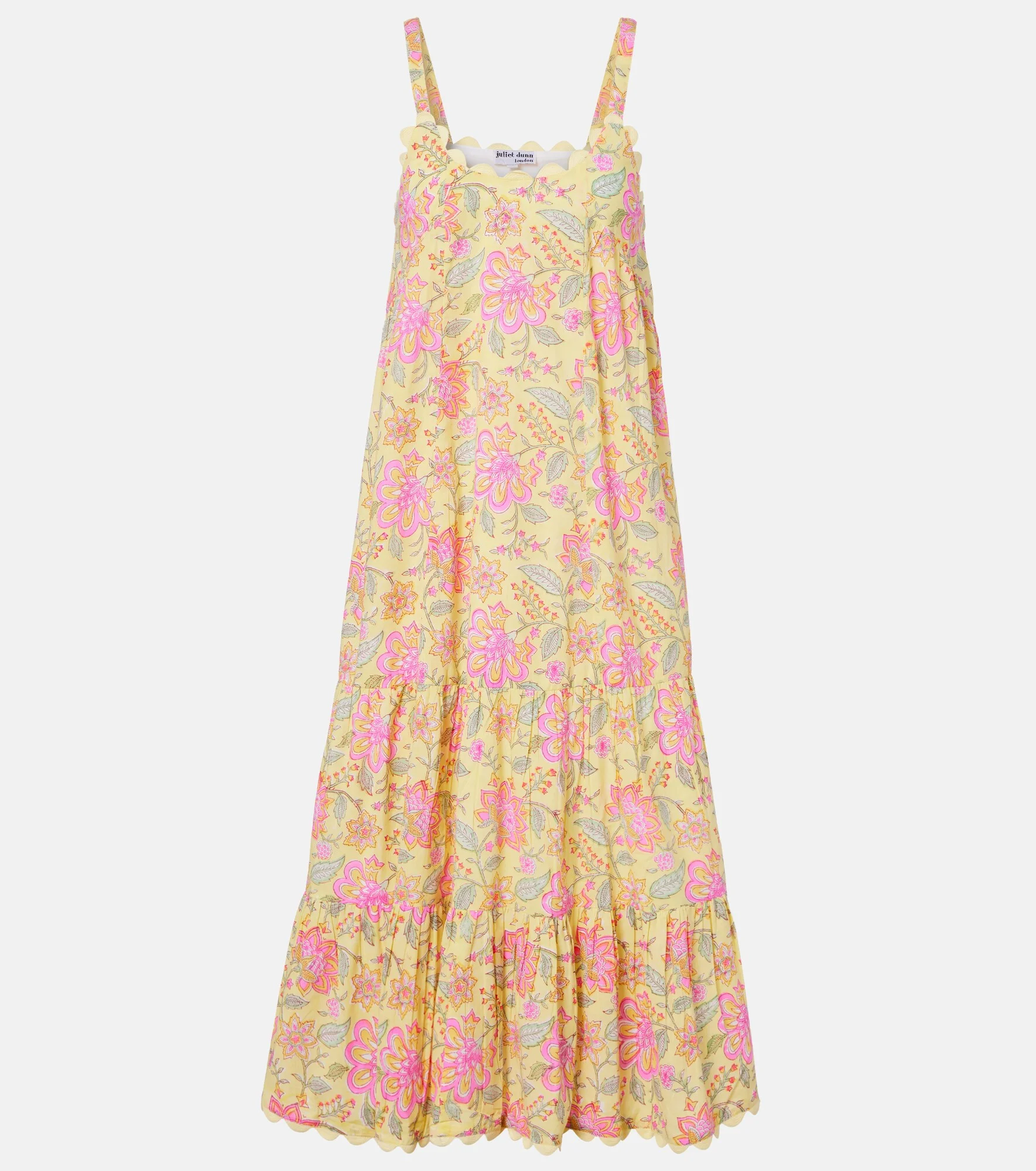 Floral scalloped cotton midi dress - 1