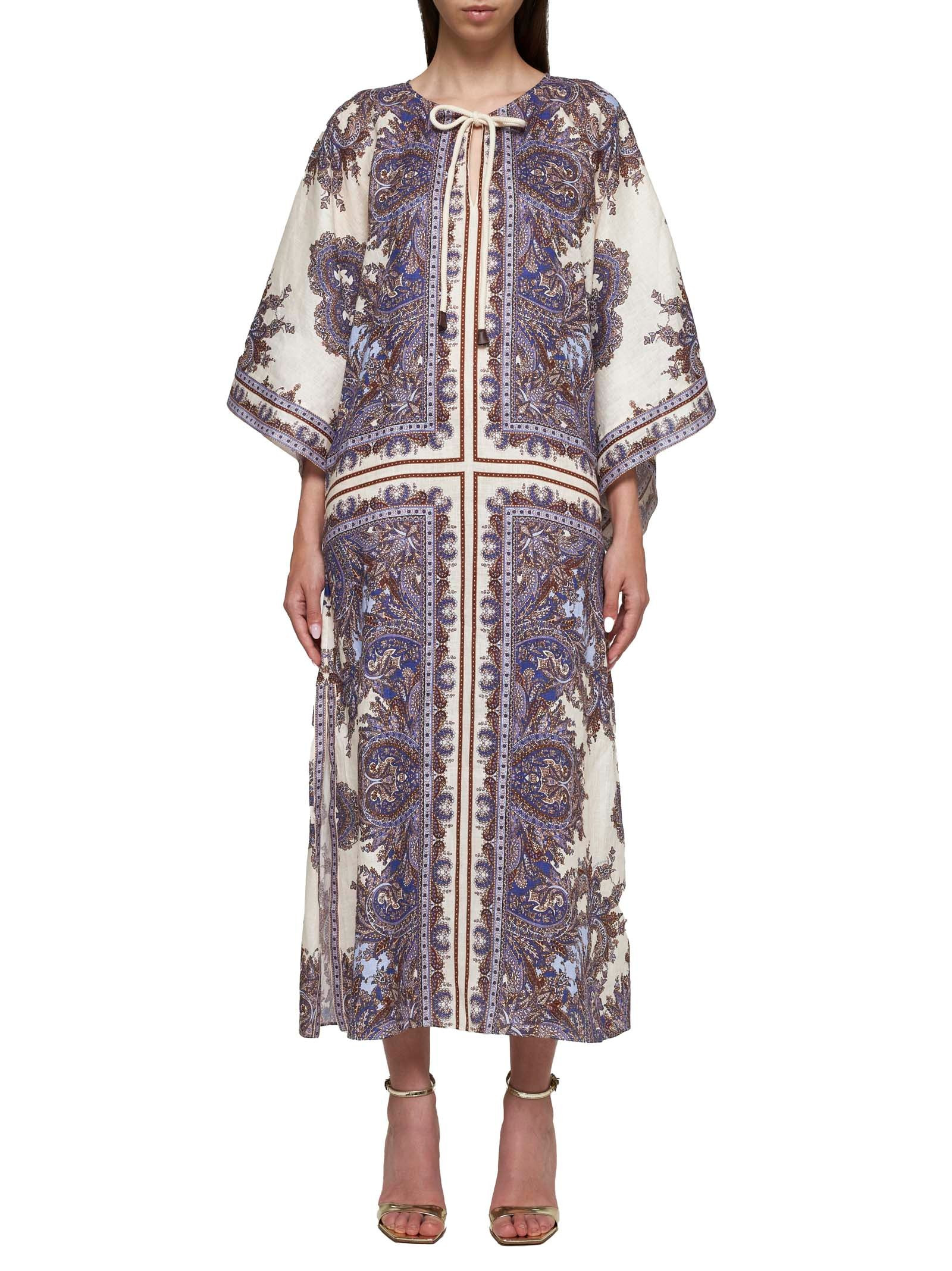 Ottie print linen kaftan midi dress - 2